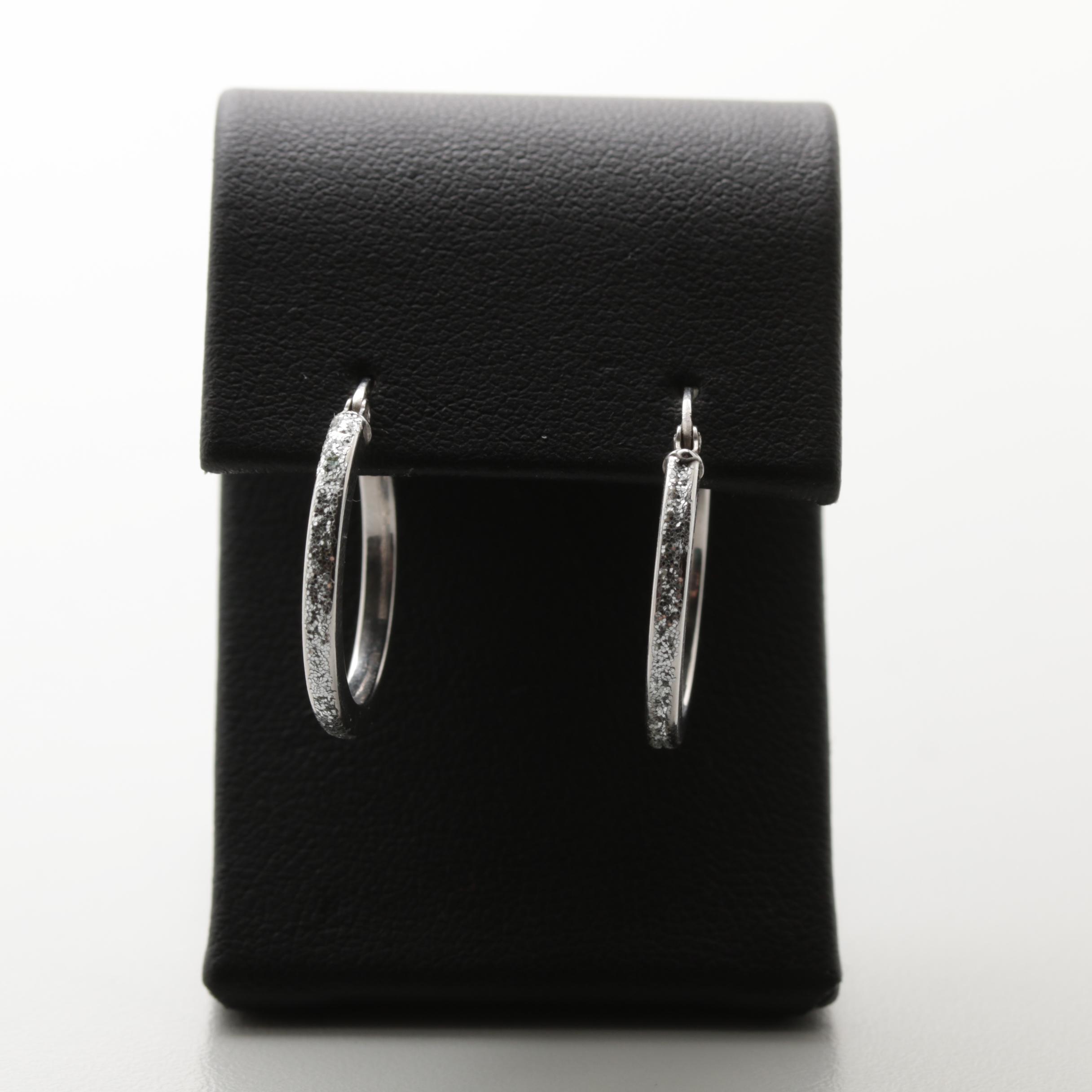 14K White Gold Hoop Earrings