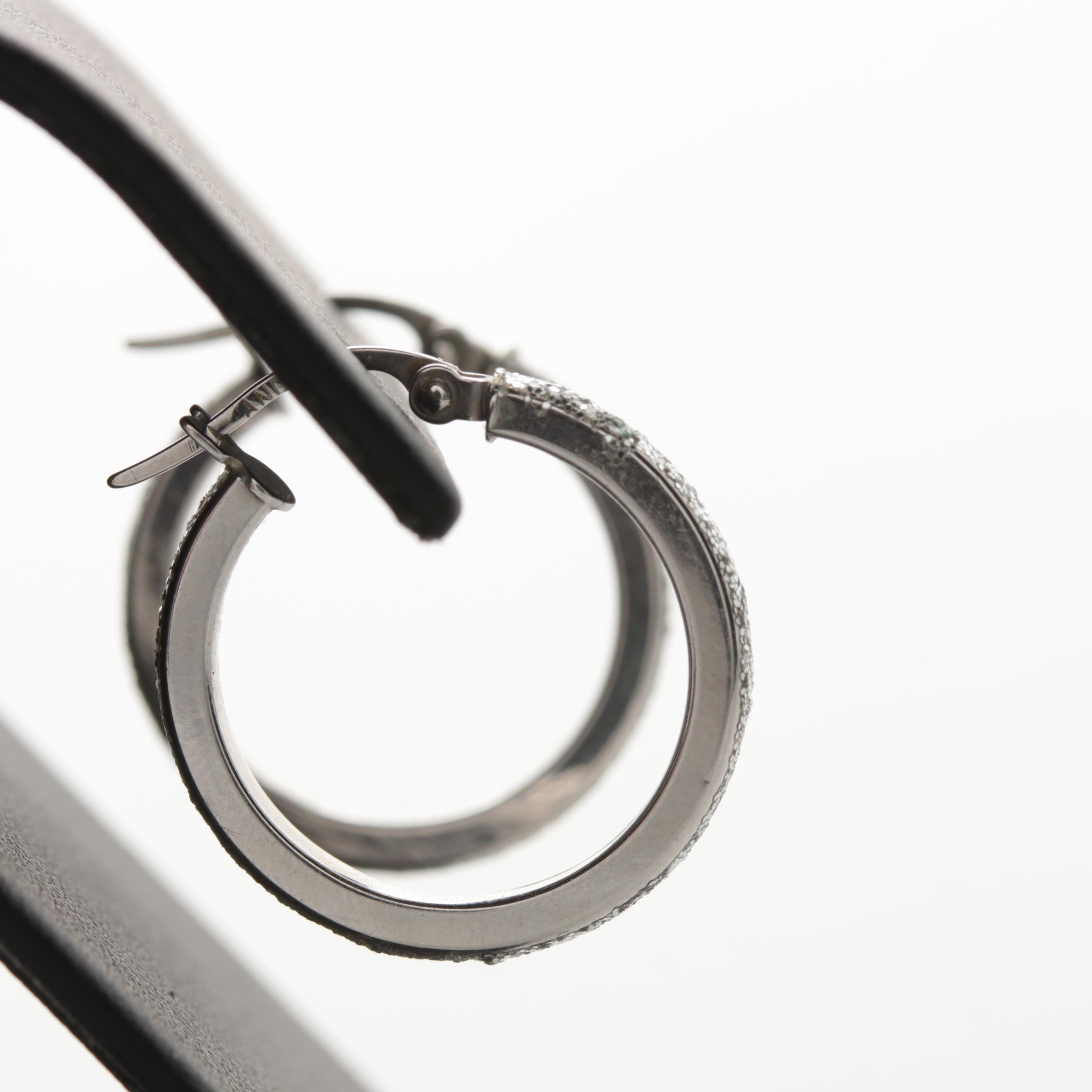 14K White Gold Hoop Earrings