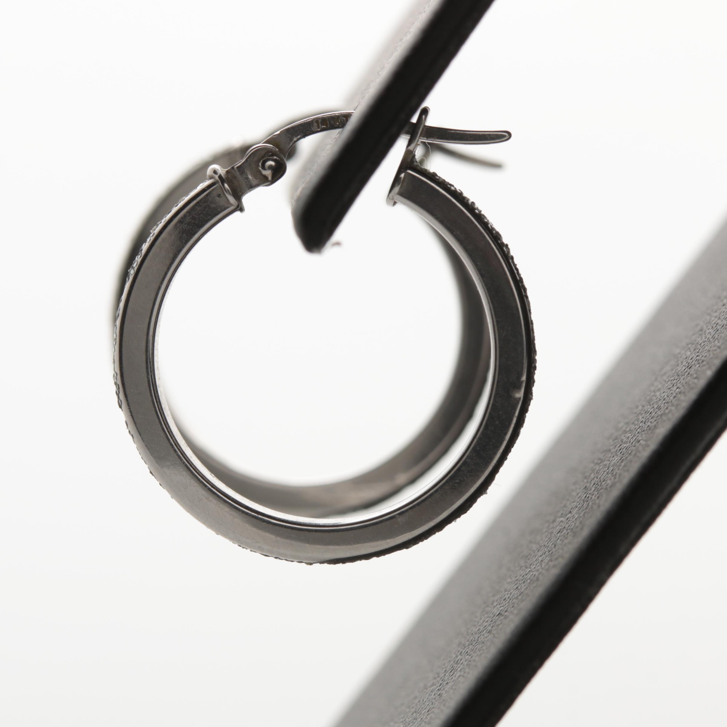 14K White Gold Hoop Earrings