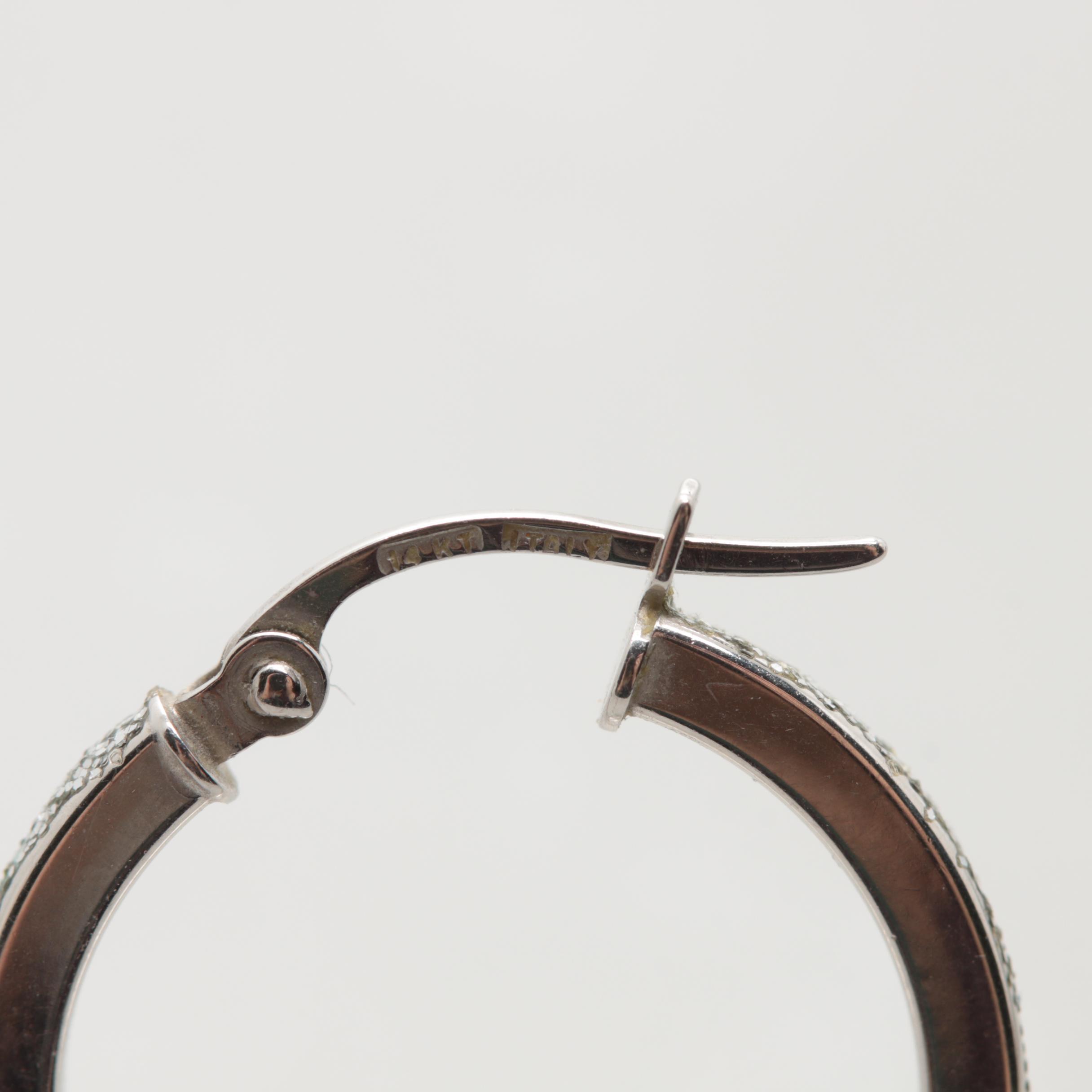 14K White Gold Hoop Earrings