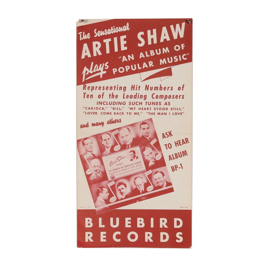 Bluebird Records Lithograph Poster "Artie Shaw"