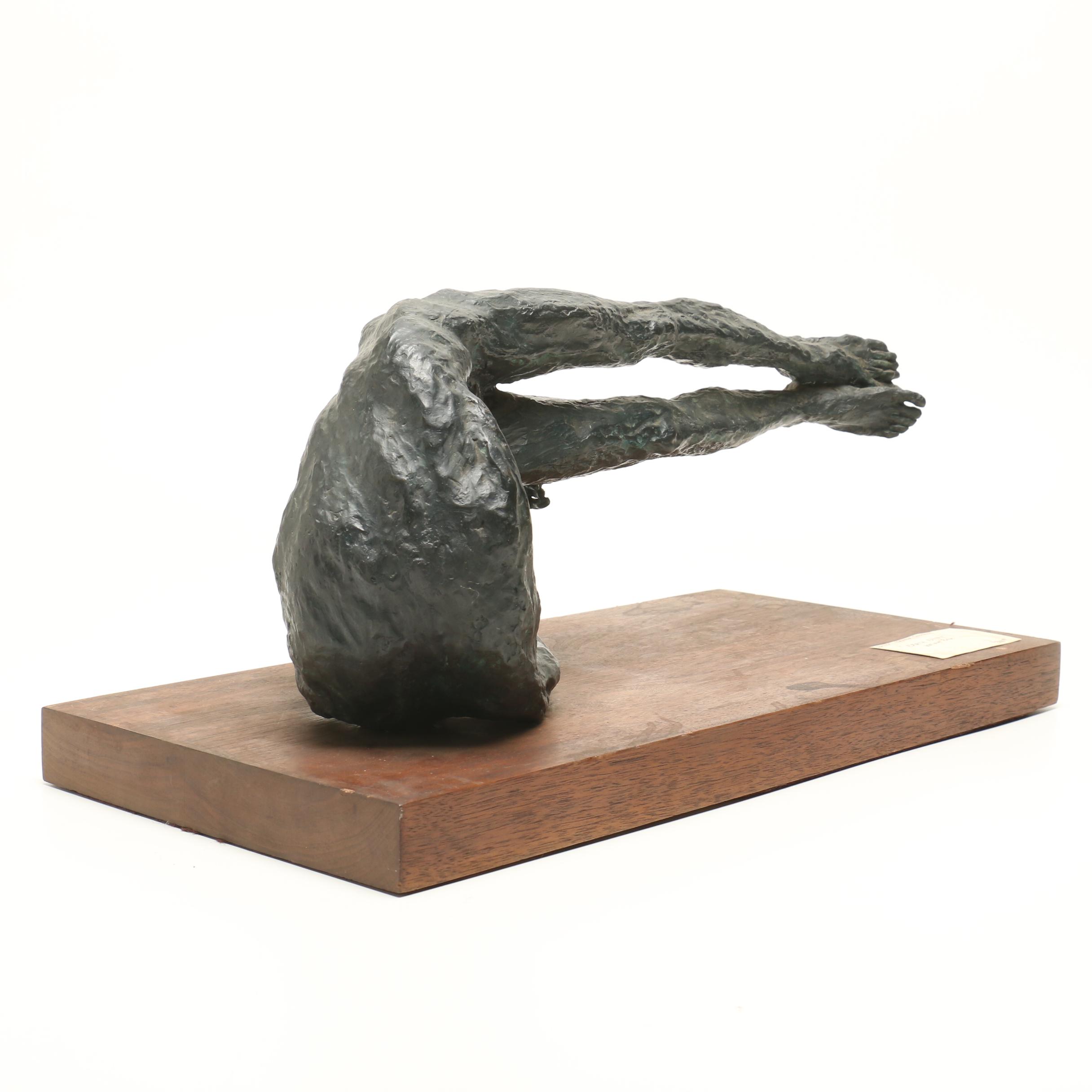 Trevor Southey Bronze and Walnut Sculpture "Earth Entry"