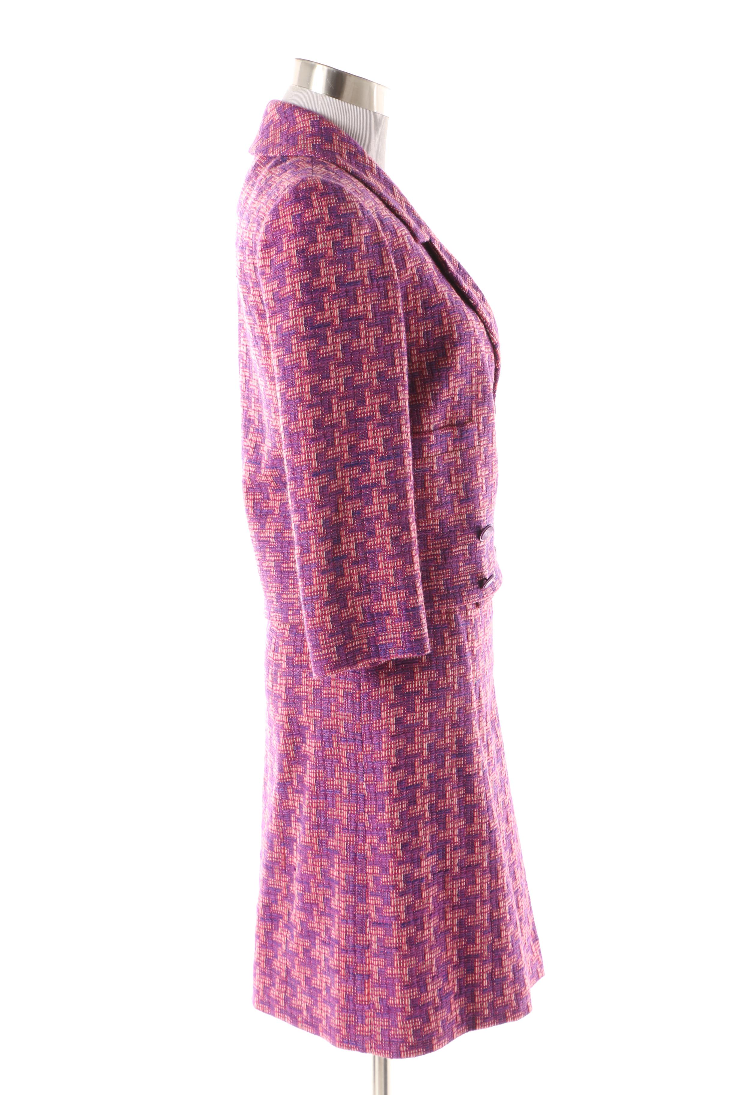Chanel Pink and Purple Wool Blend Tweed Skirt Suit