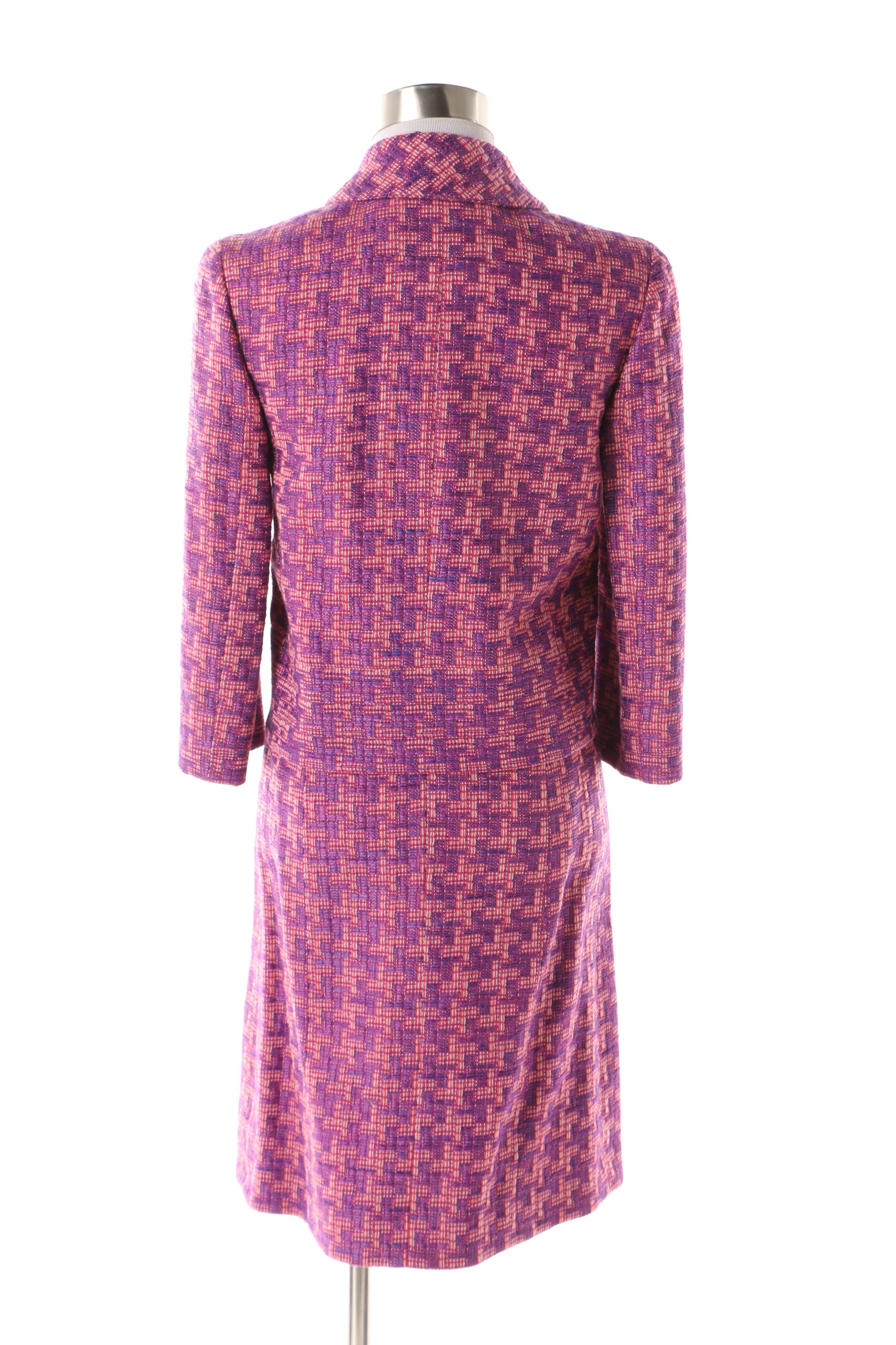 Chanel Pink and Purple Wool Blend Tweed Skirt Suit