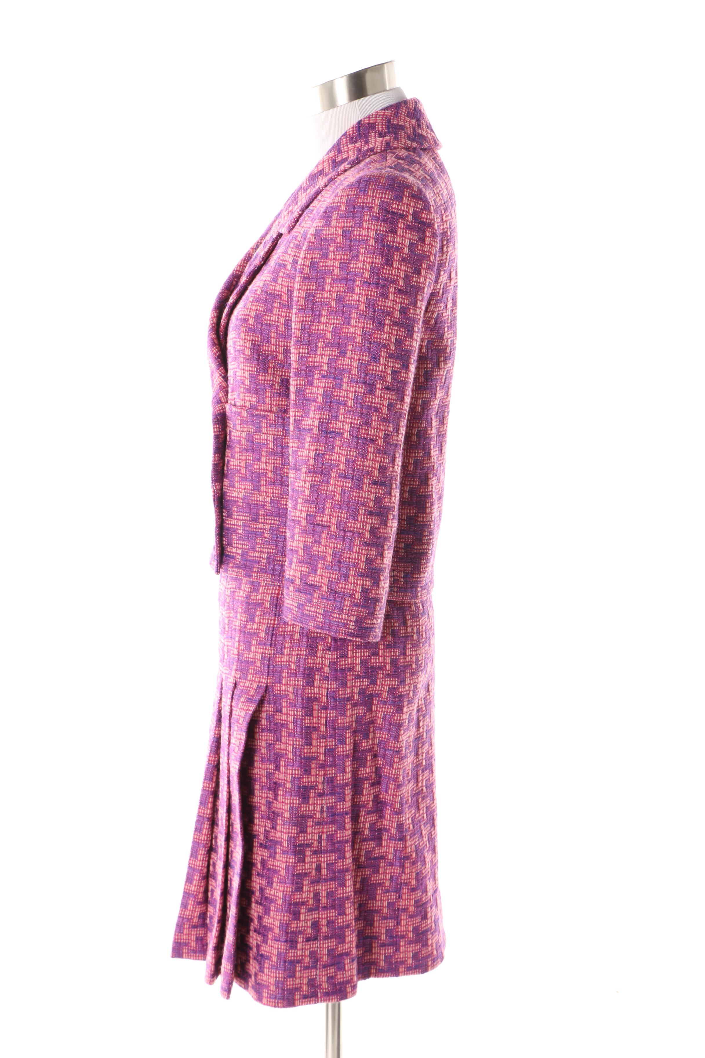 Chanel Pink and Purple Wool Blend Tweed Skirt Suit