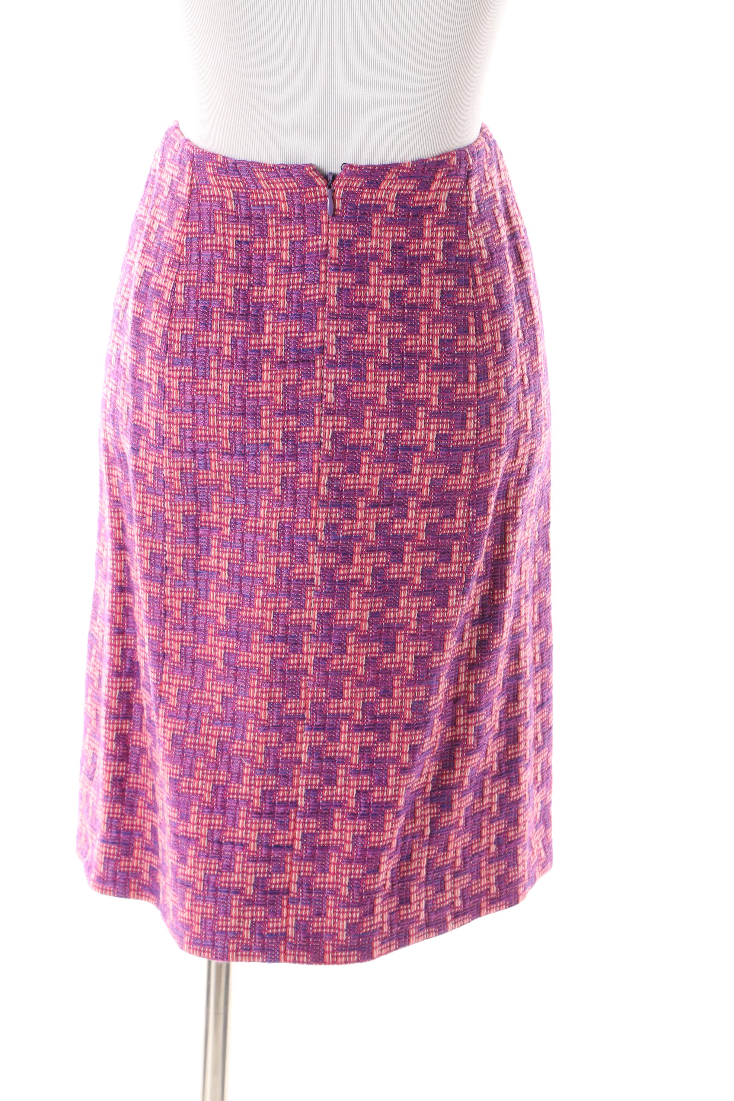 Chanel Pink and Purple Wool Blend Tweed Skirt Suit