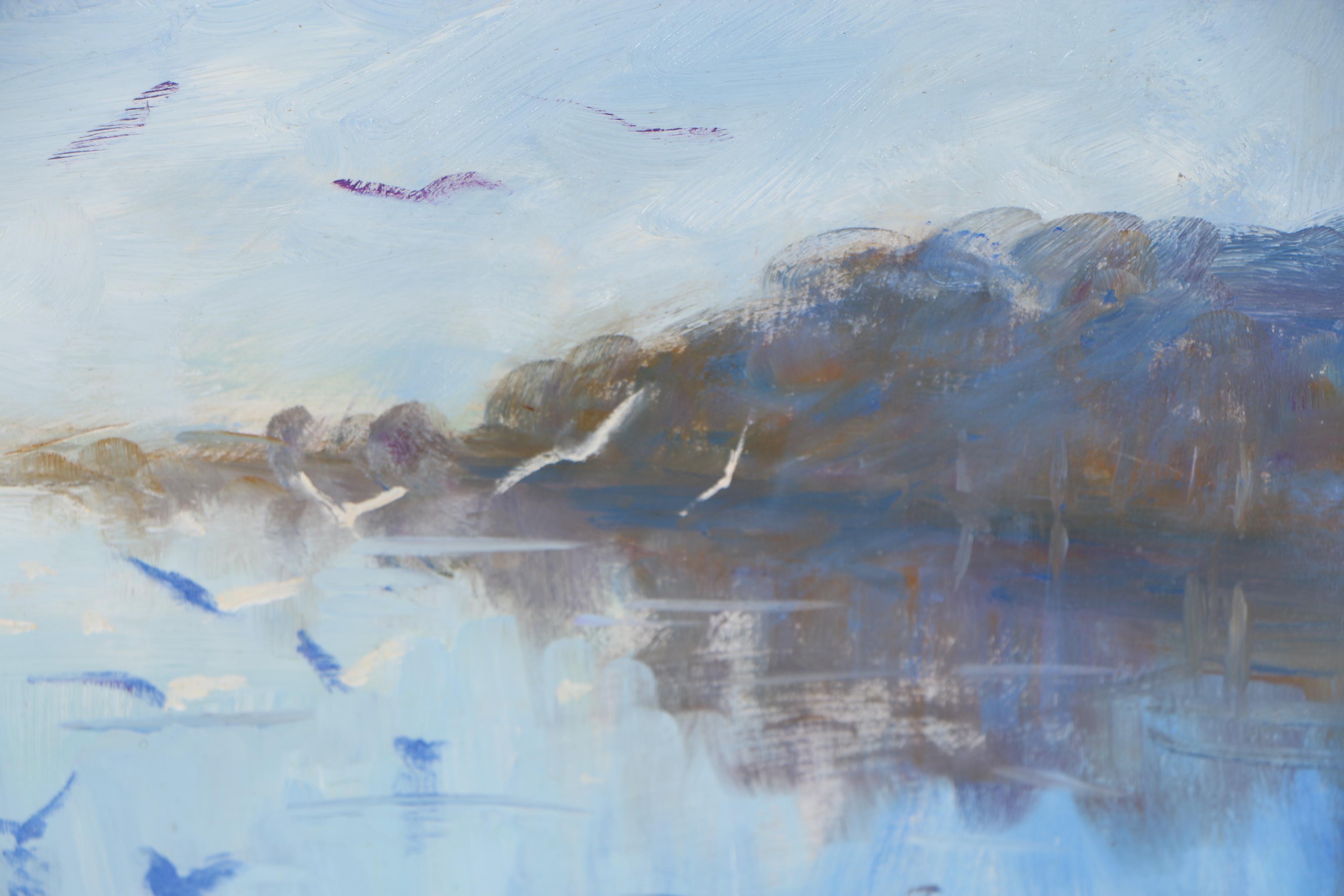 Nino Pippa Oil Painting "Oise River - Sailboats and Seagulls"