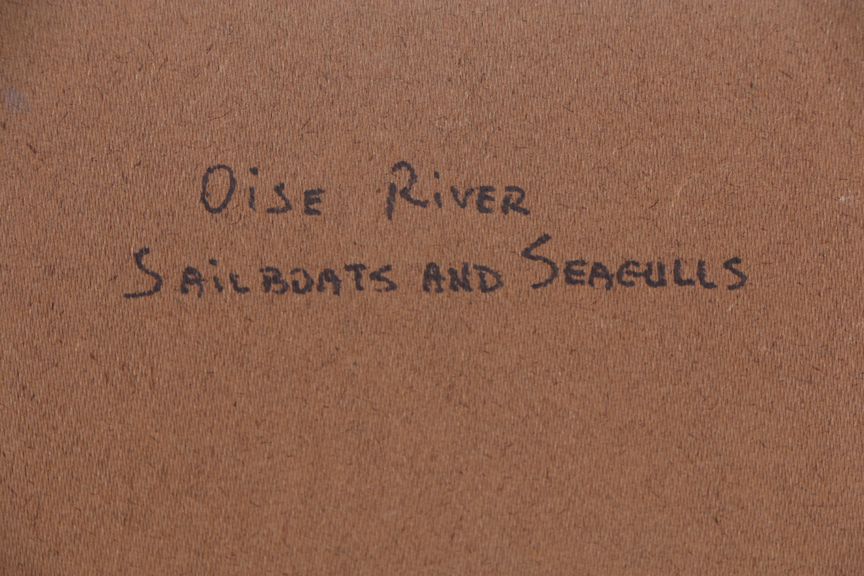 Nino Pippa Oil Painting "Oise River - Sailboats and Seagulls"