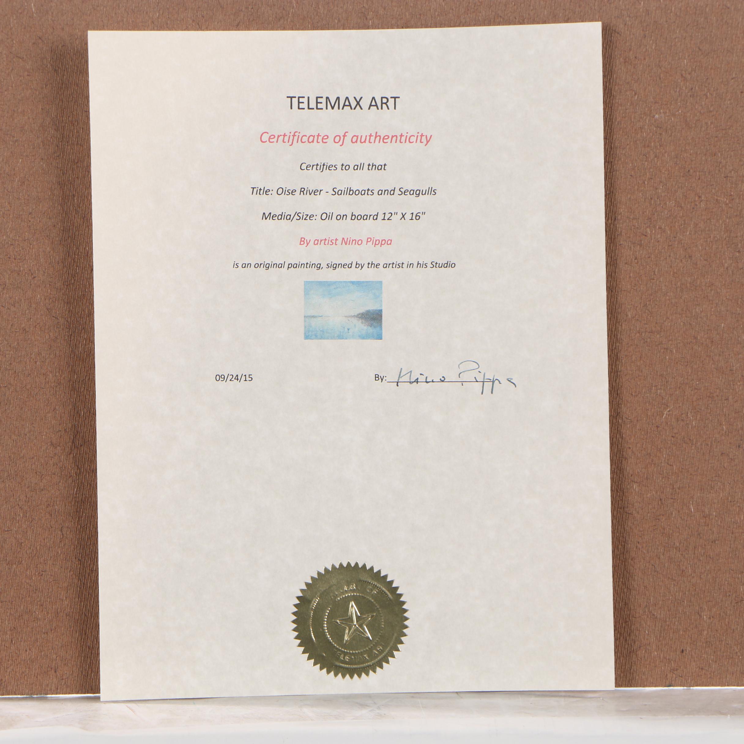 Nino Pippa Oil Painting "Oise River - Sailboats and Seagulls"