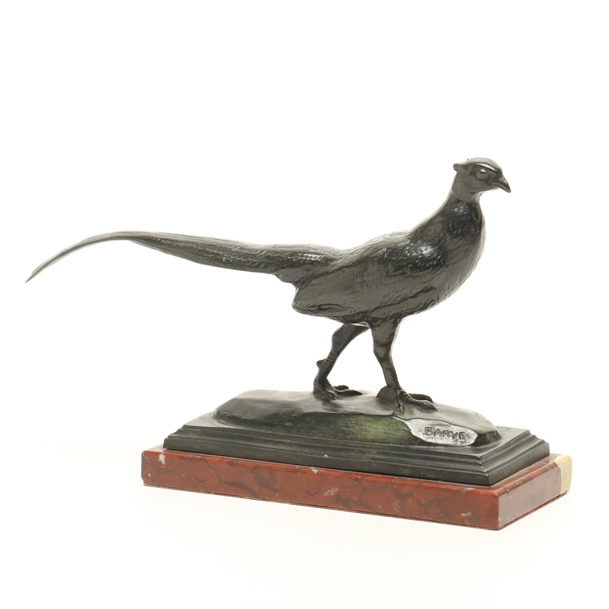 19th Century Bronze Sculpture "Pheasant" by Antoine Louis Barye