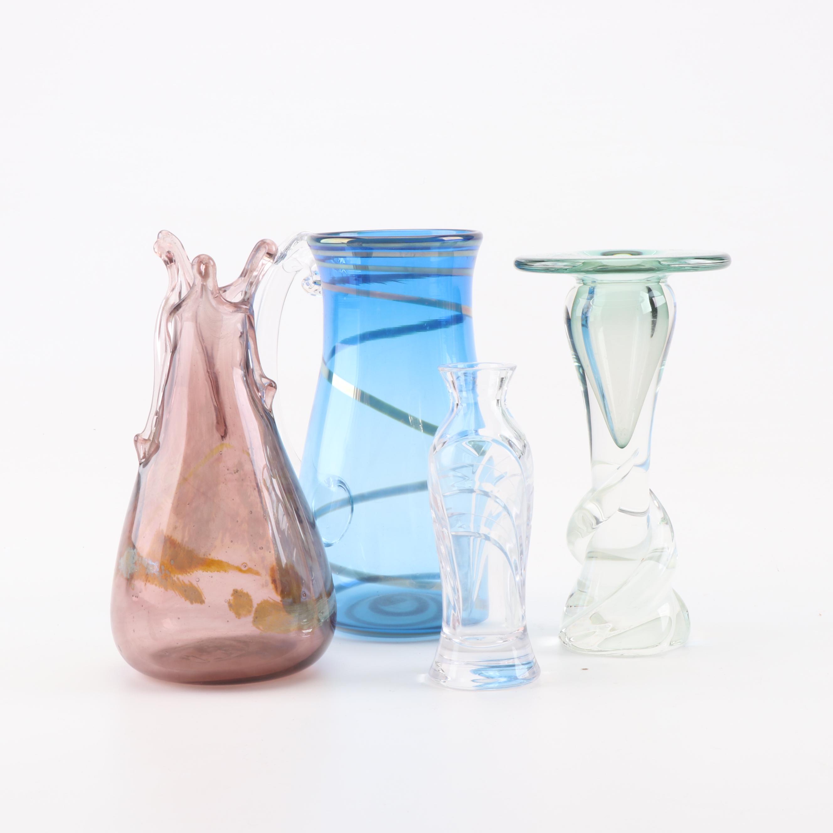 Miller Rogaska Bud Vase and Matthew Buechner Art Glass Candleholder