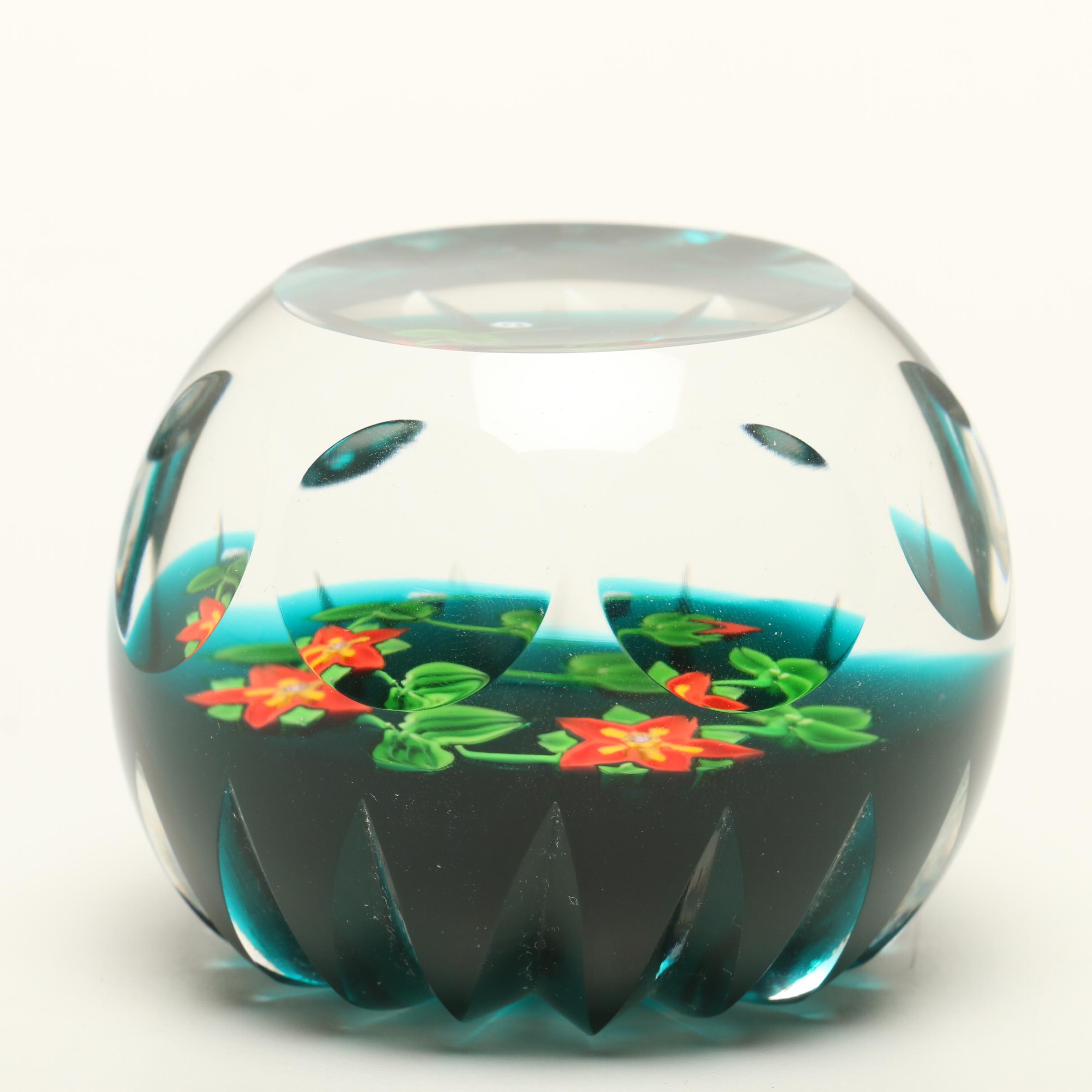 Caithness Whitefriars Crystal Perfume Bottle and Paperweight in Case