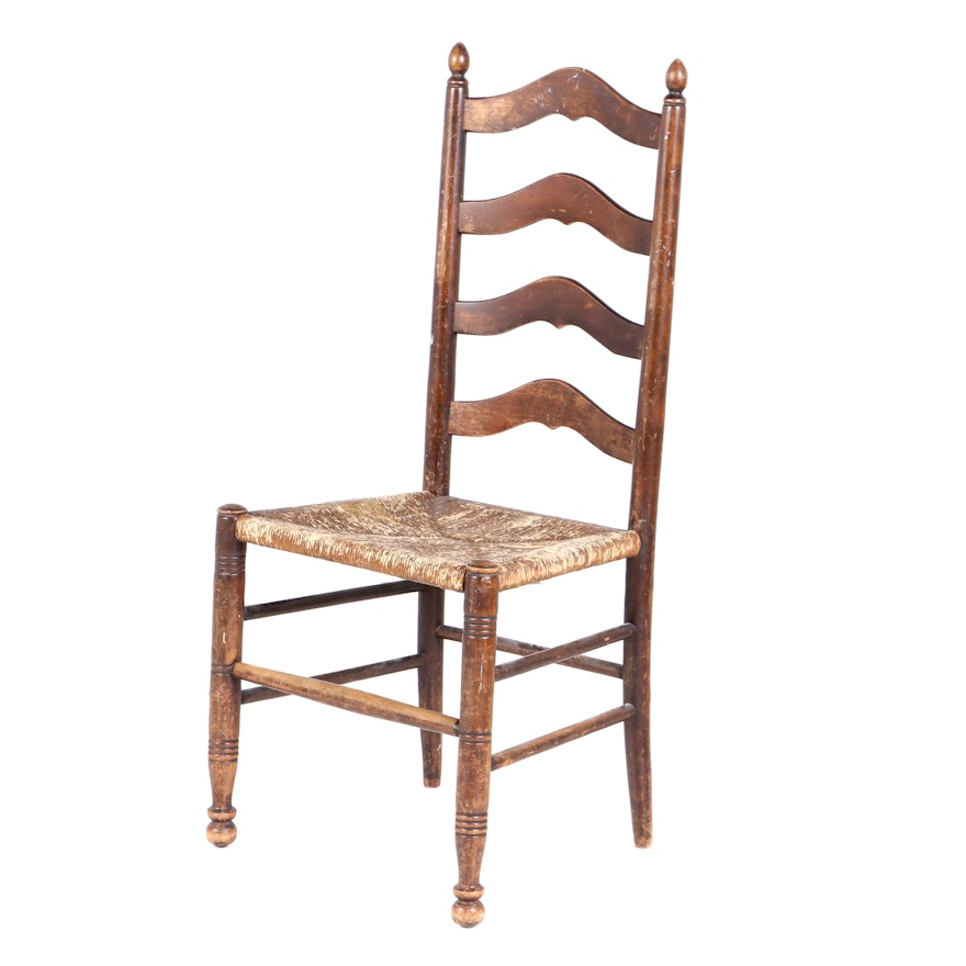 Delaware River Valley Style Ladderback Side Chair, 20th Century