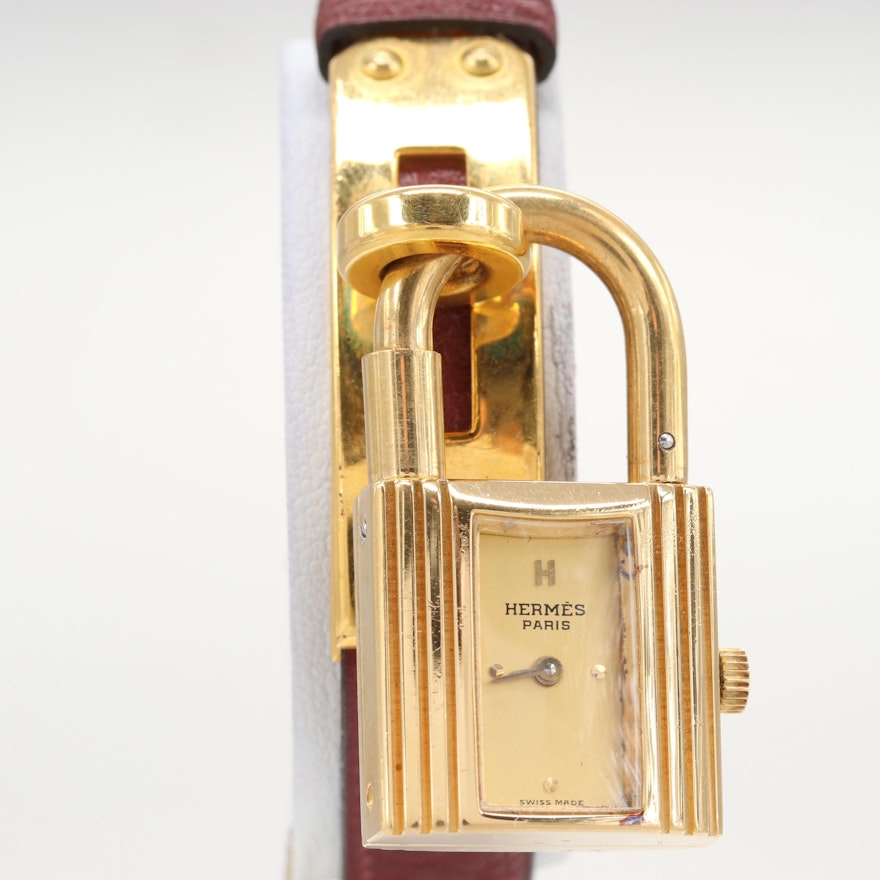 Hermès Kelly Gold Tone Quartz Wristwatch