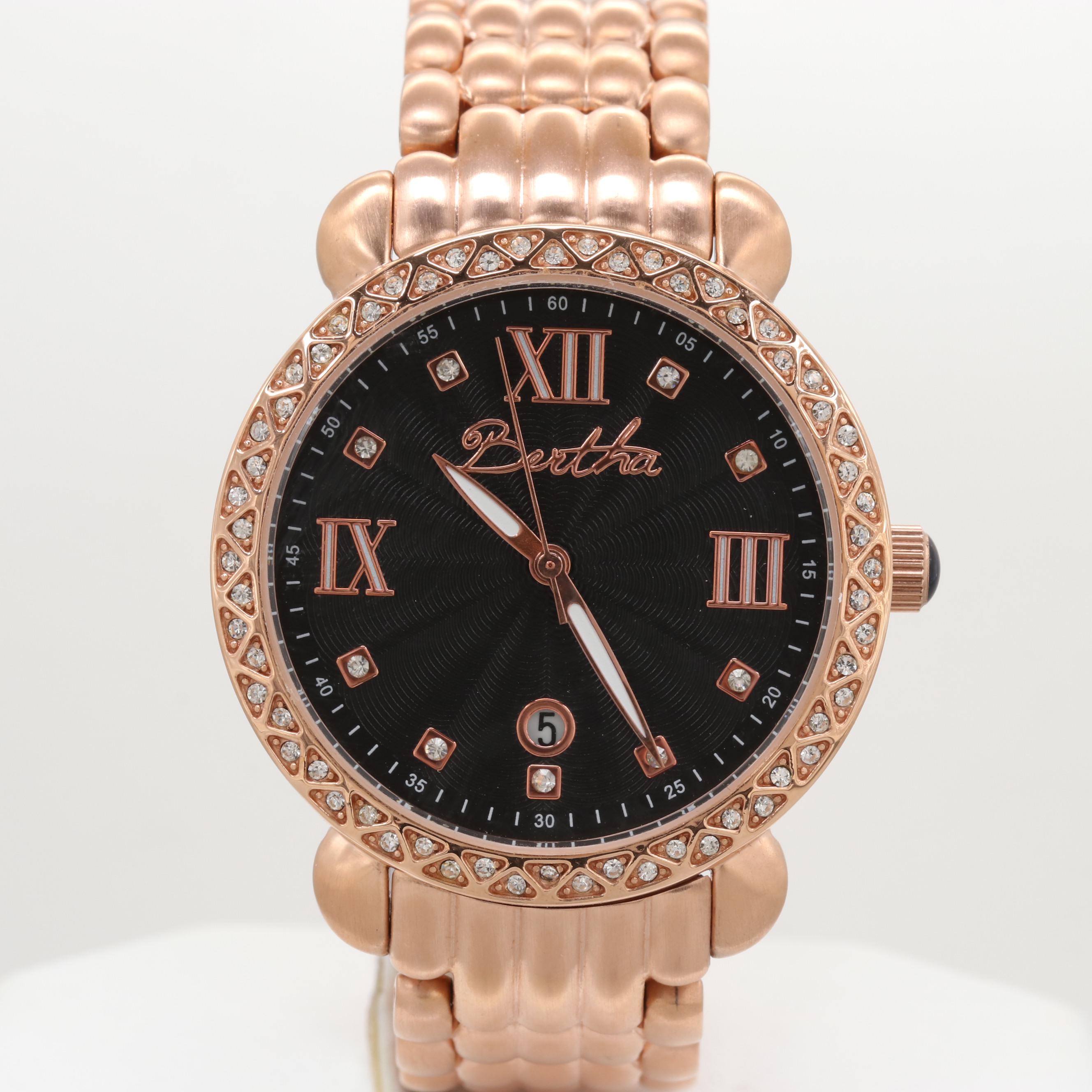 Bertha Rose Tone Watch With Date Window