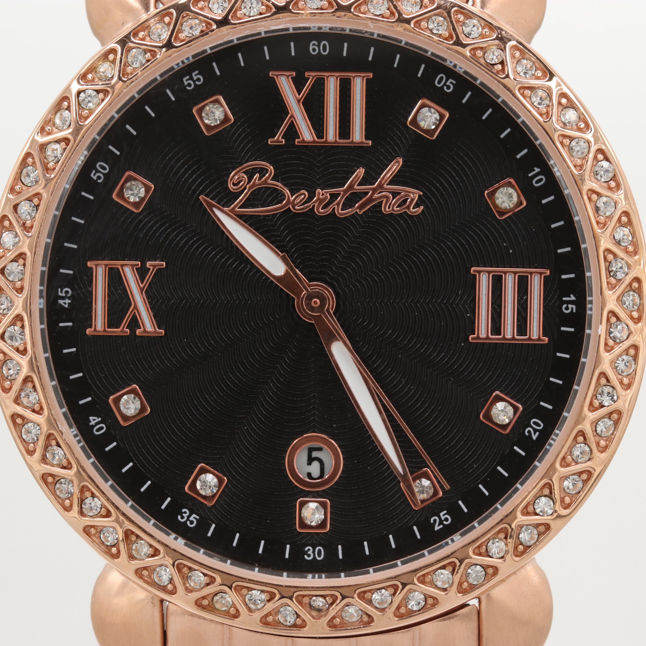 Bertha Rose Tone Watch With Date Window