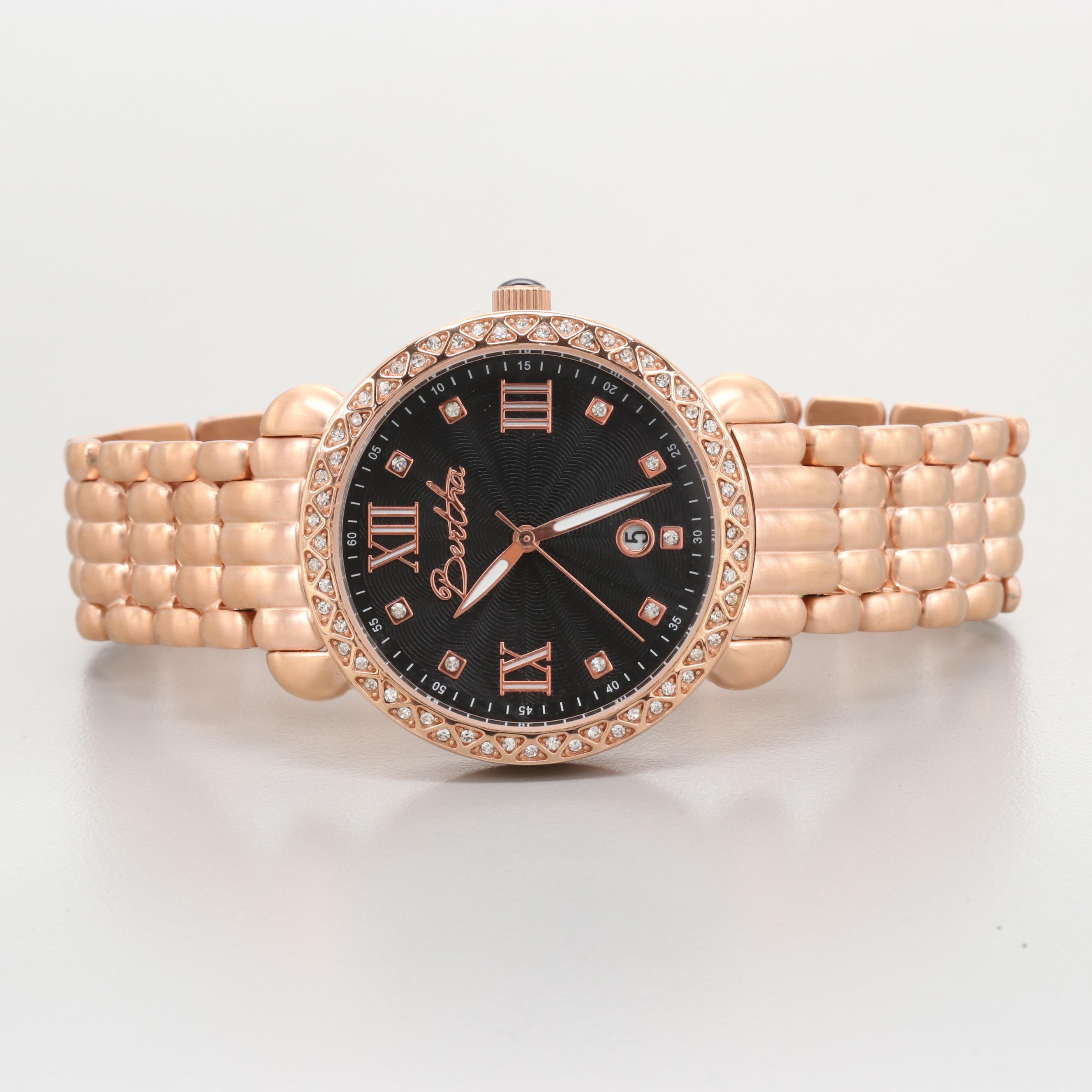 Bertha Rose Tone Watch With Date Window