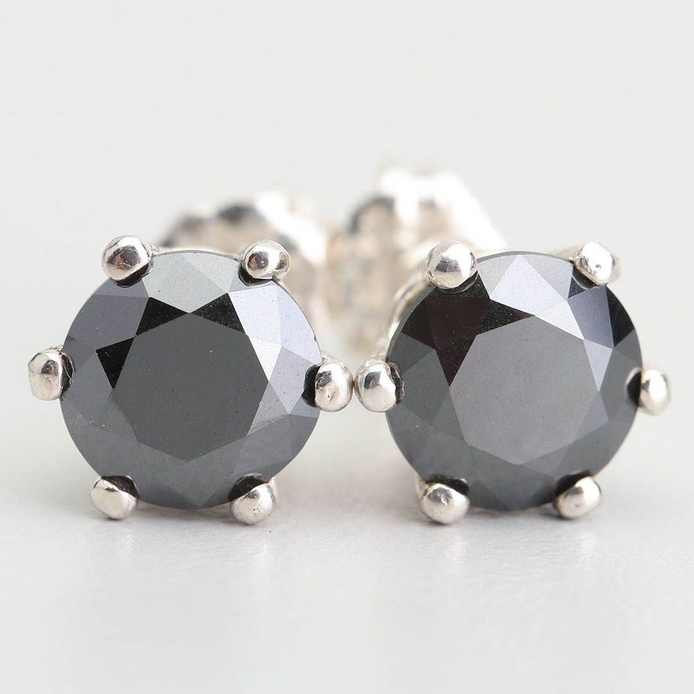 Sterling Silver 2.52 CTW Black Diamond Stud Earrings