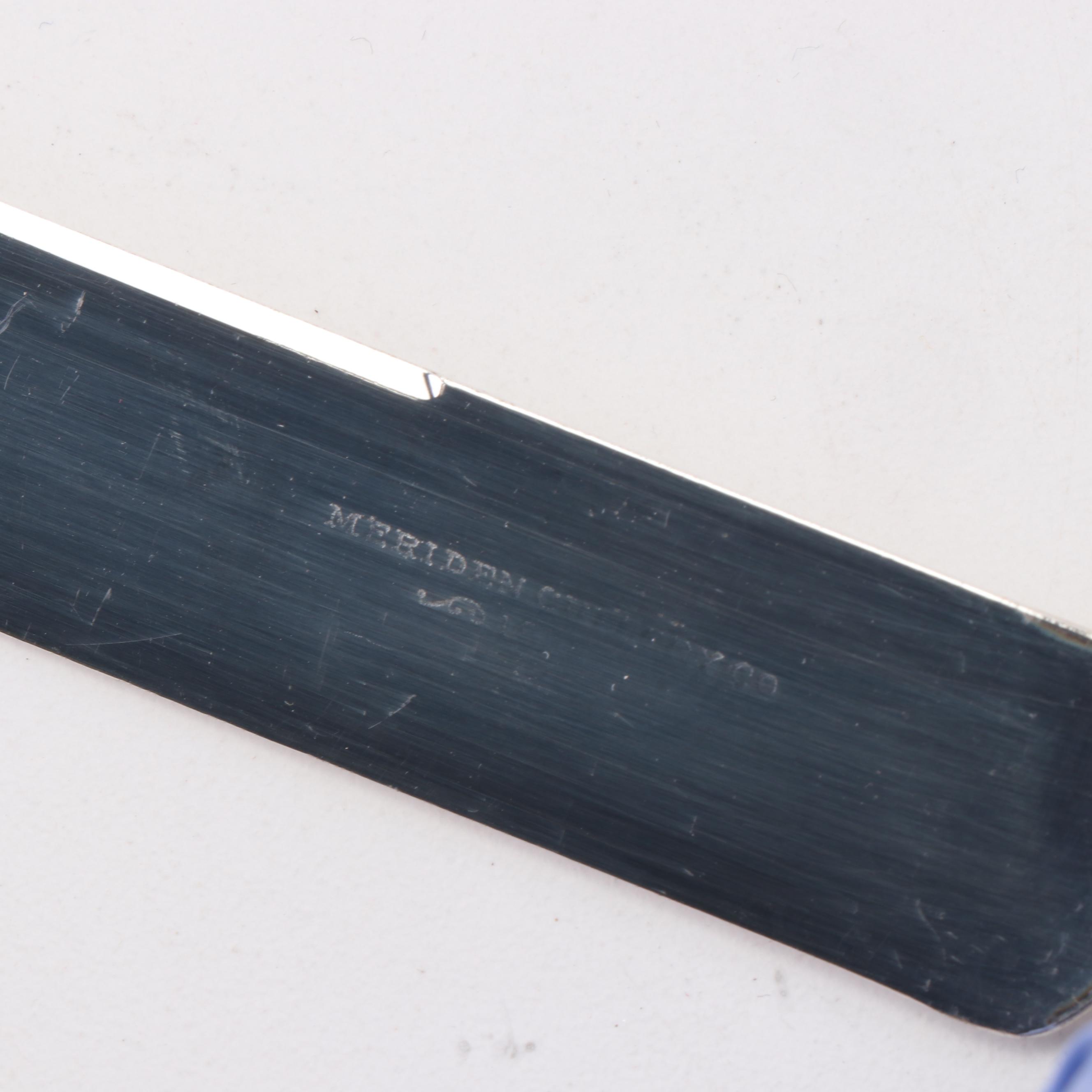 Mother of Pearl and Silver Plate Dinner Knives featuring Landers, Frary & Clark