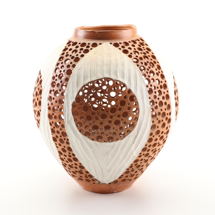 Ben Davidson Reticulated Art Pottery Vase