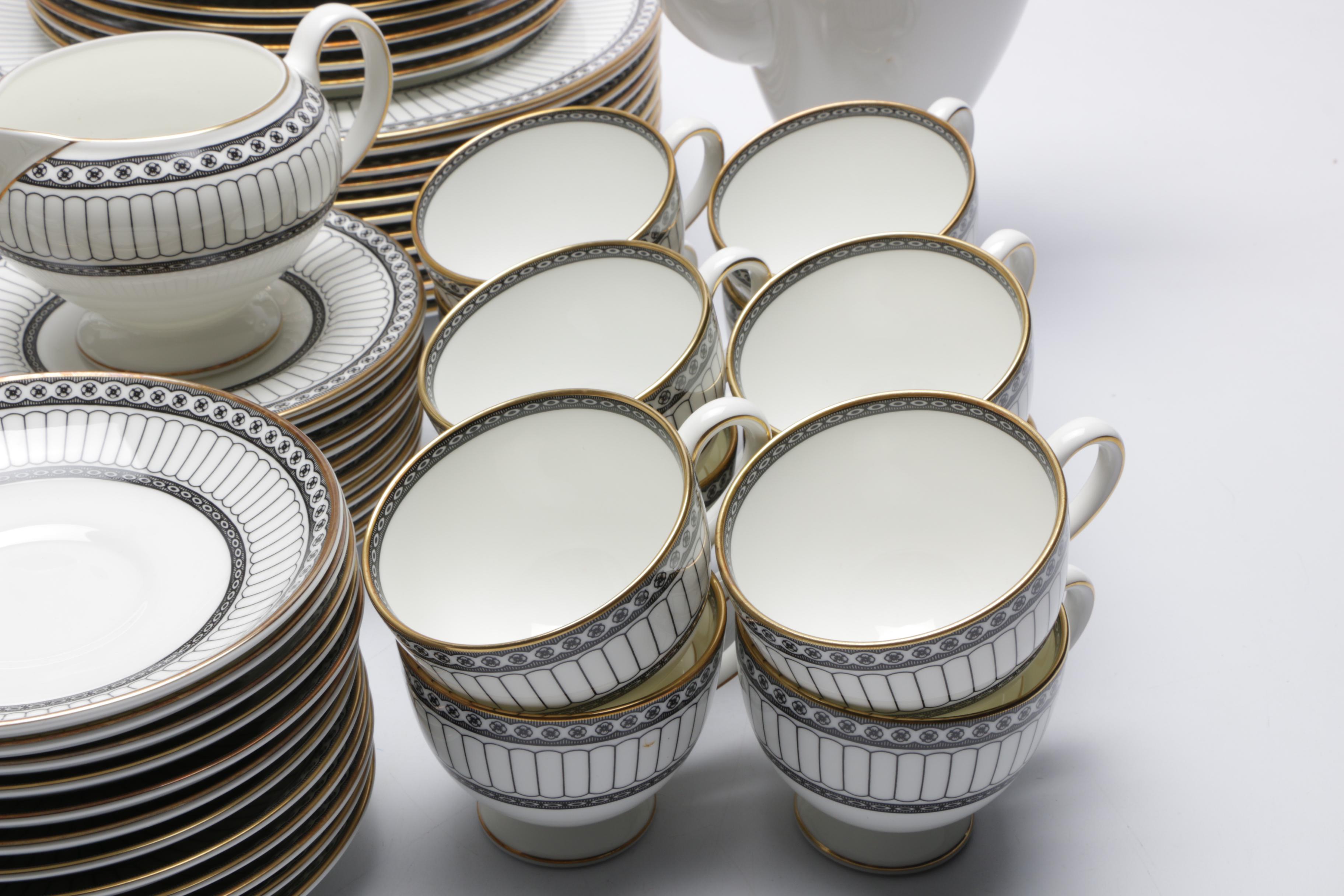 Wedgwood "Colonnade Black" Pattern Bone China Dinnerware