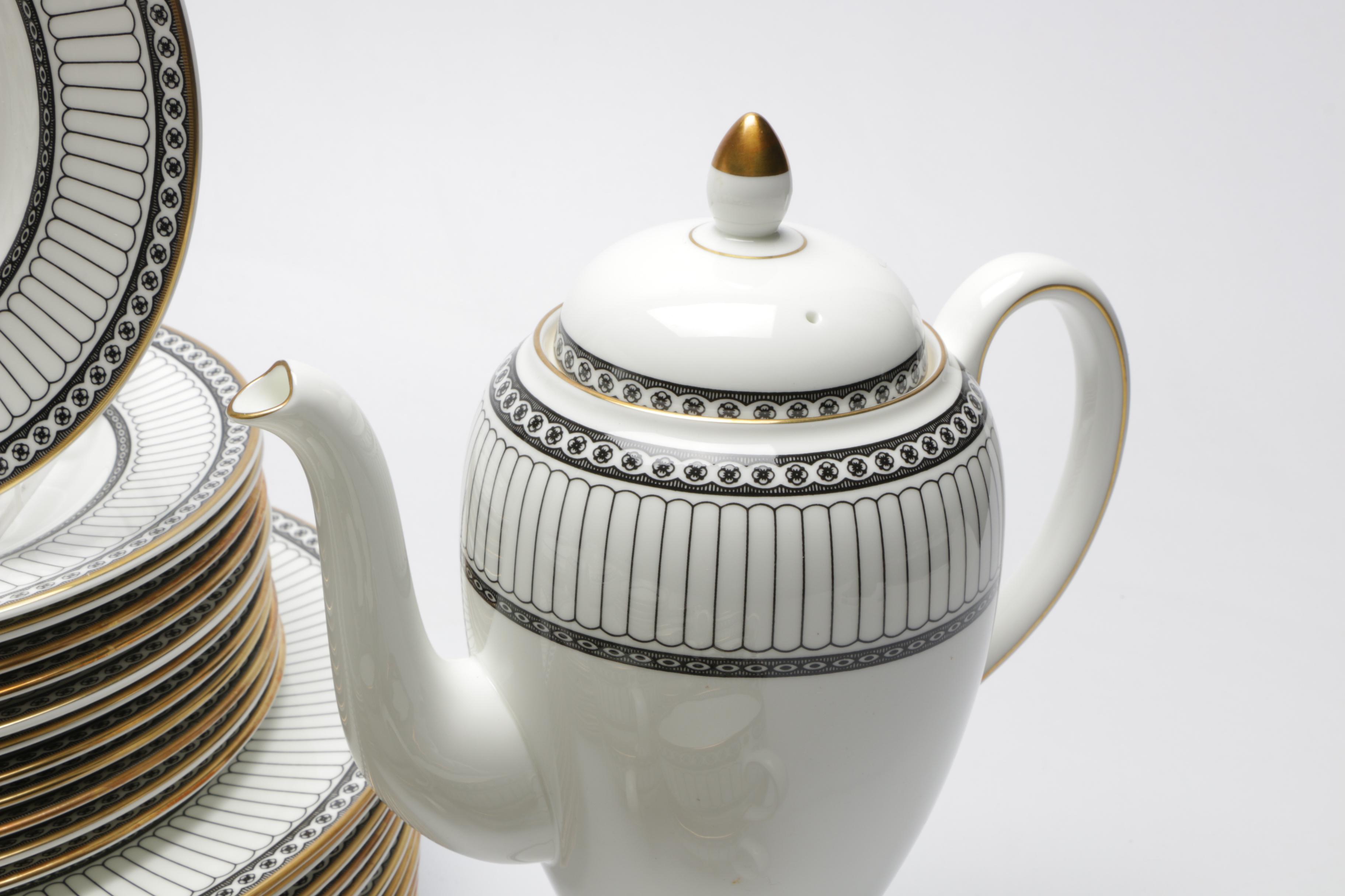 Wedgwood "Colonnade Black" Pattern Bone China Dinnerware