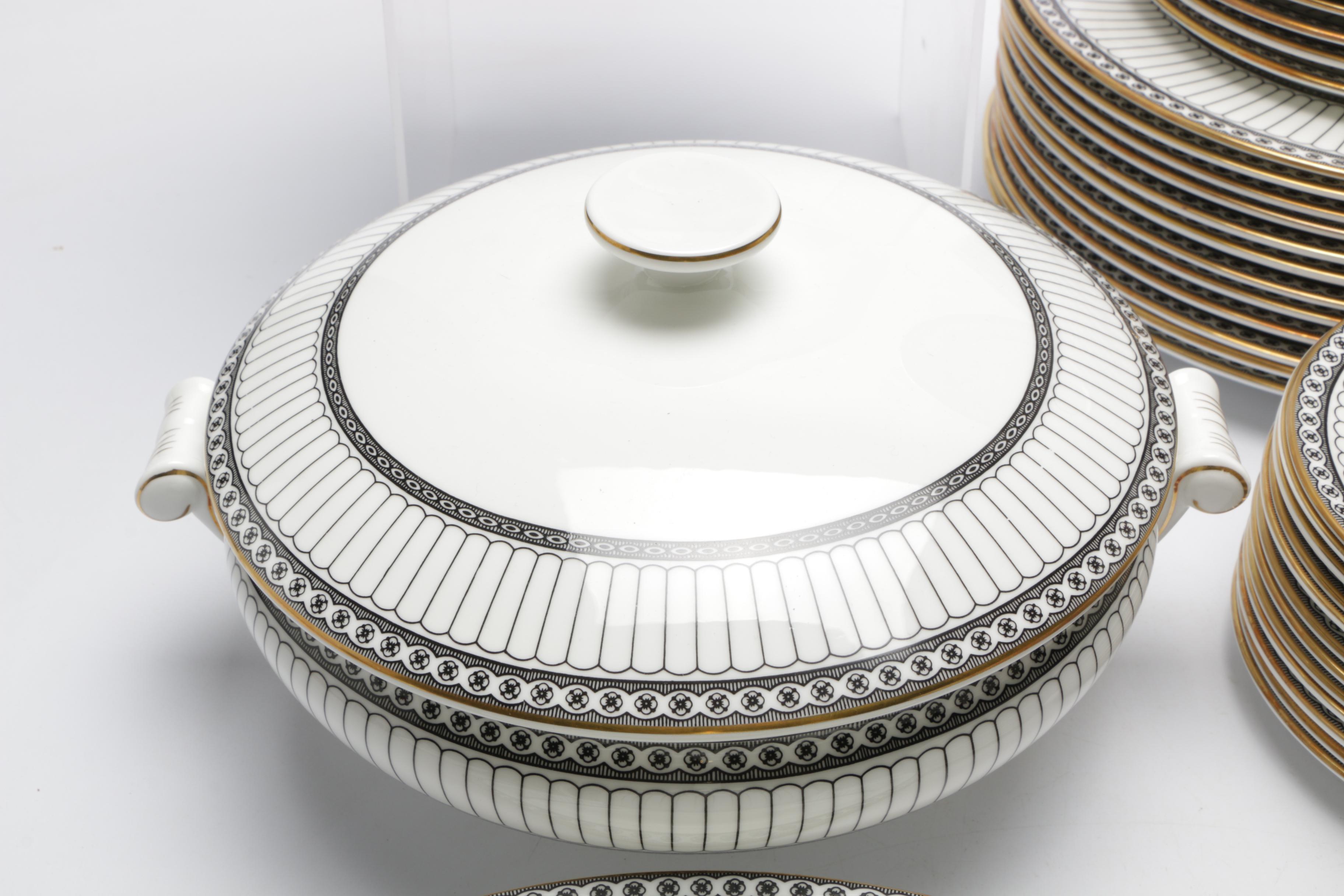 Wedgwood "Colonnade Black" Pattern Bone China Dinnerware