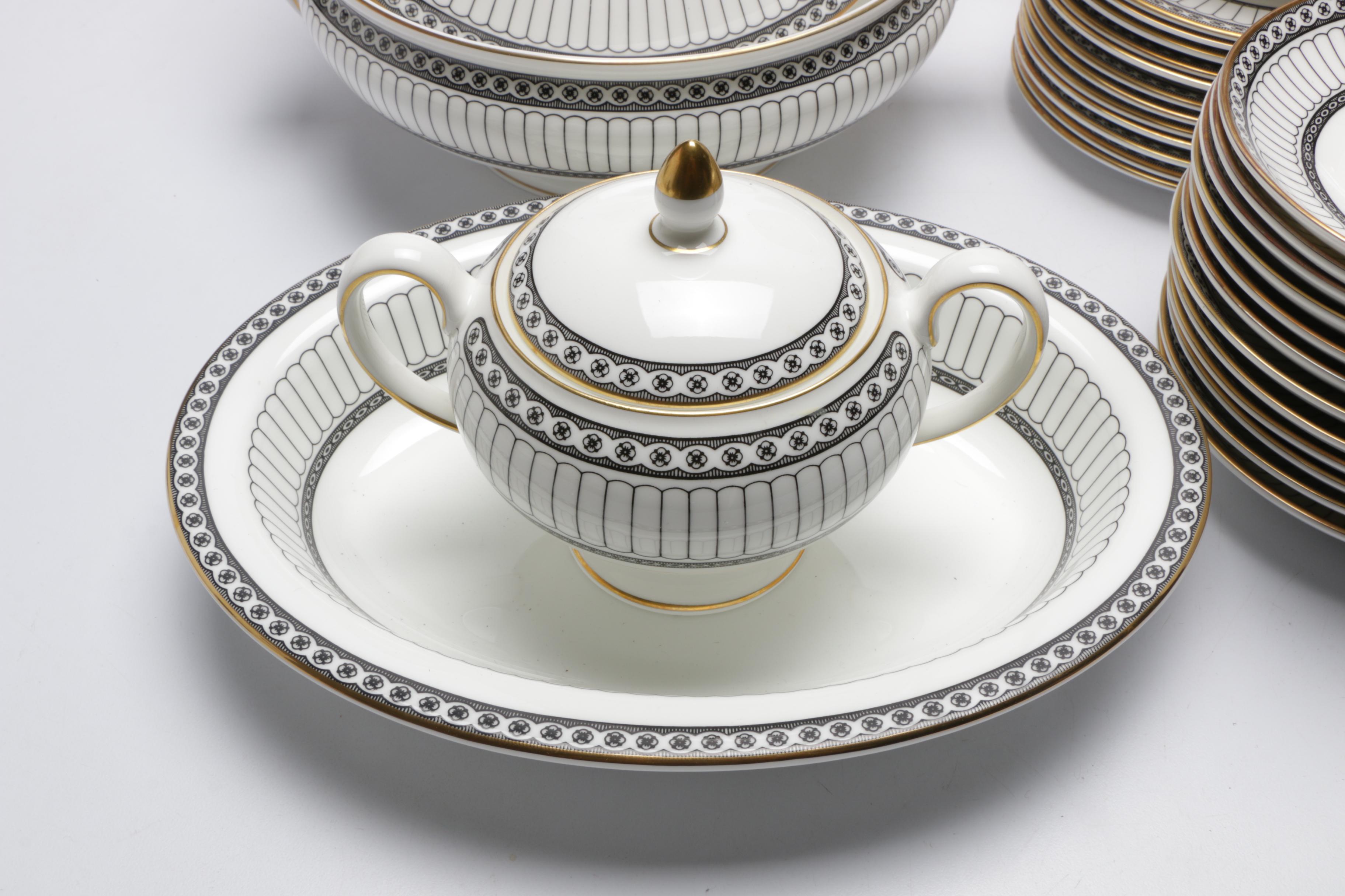 Wedgwood "Colonnade Black" Pattern Bone China Dinnerware