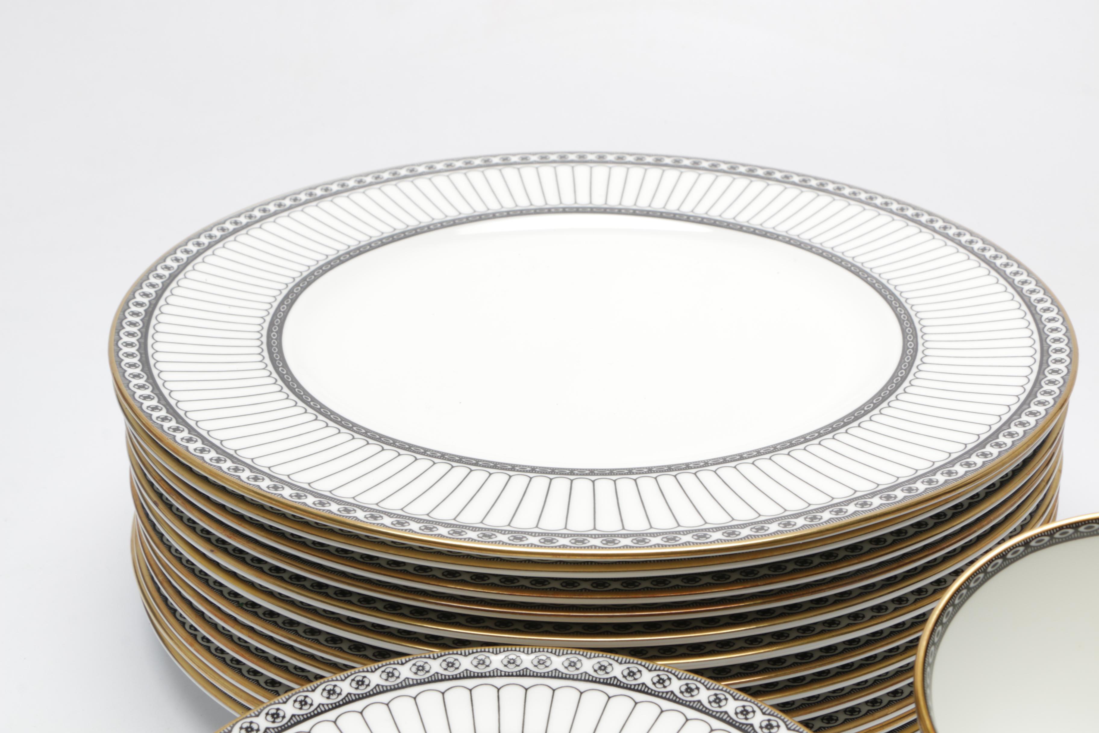 Wedgwood "Colonnade Black" Pattern Bone China Dinnerware