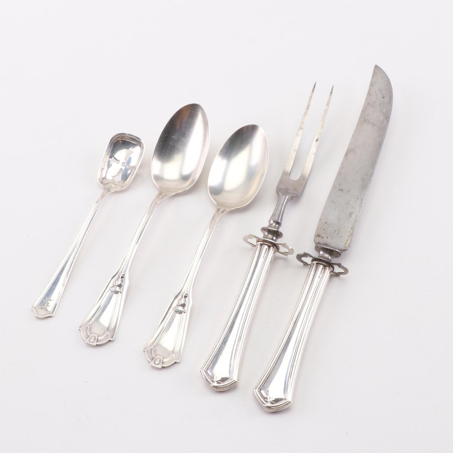Whiting Mfg. Co. "Keystone" Sterling Place Spoons with Other Sterling Utensils