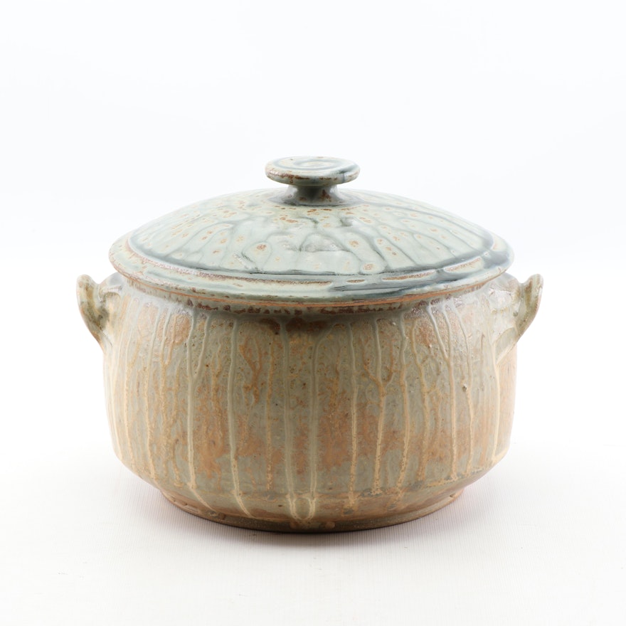 Wheel Thrown Stoneware Lidded Casserole Attributed to Tom Homann