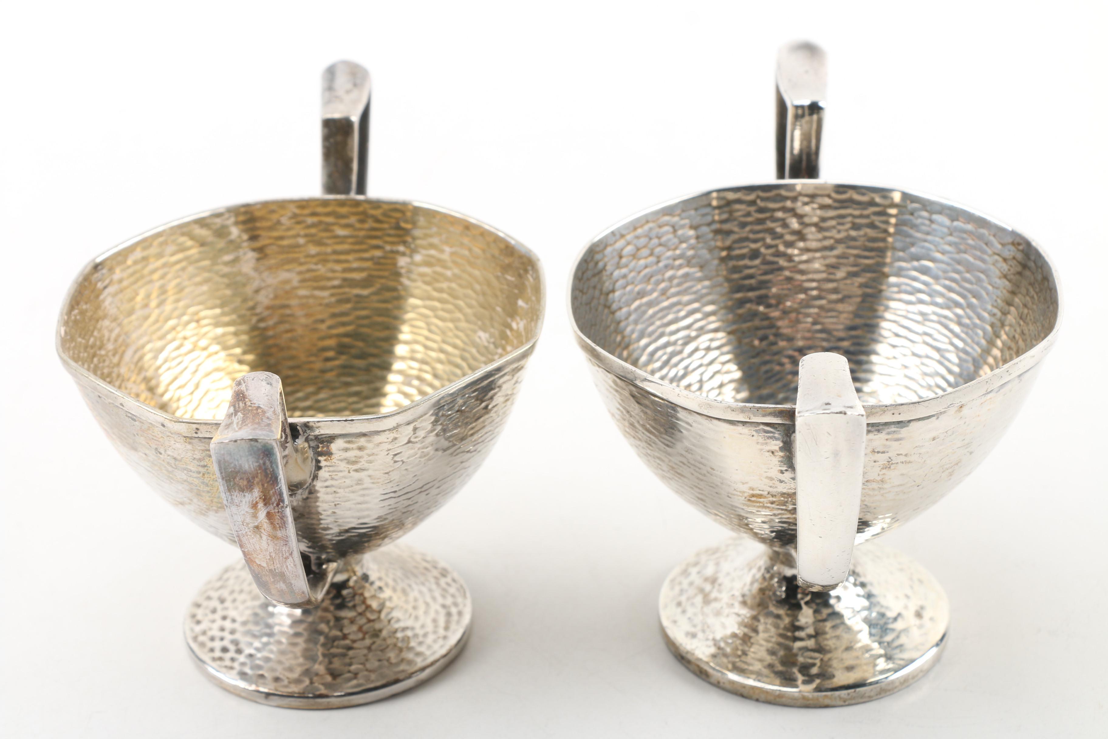 Homan Silver Plate on Nickel and Hammered Tea Set with Tray, c.1930s