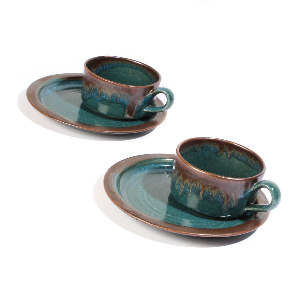 Douglas Ferguson for Pigeon Forge Pottery Oversized Cups and Saucers