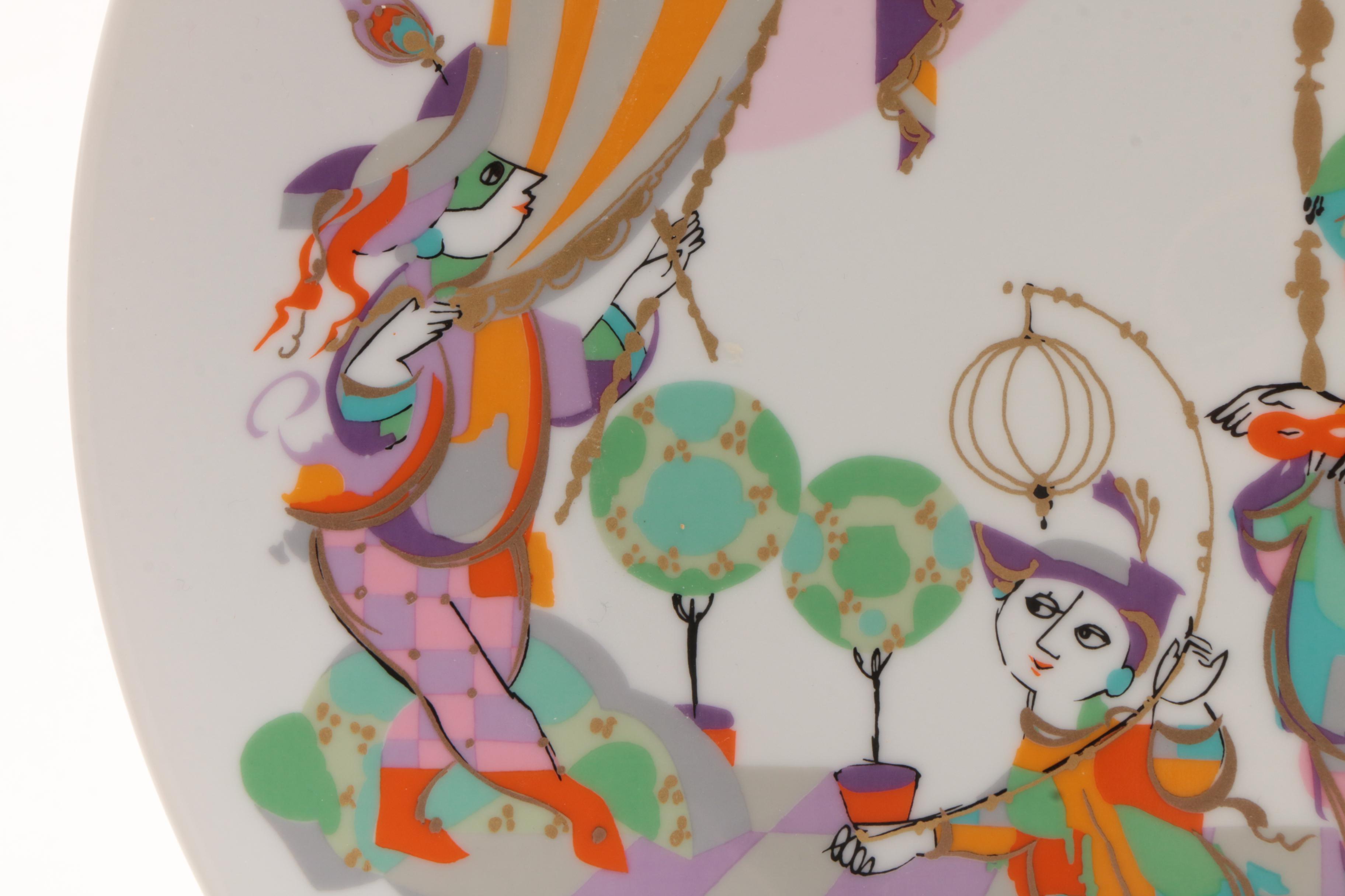 Rosenthal "Commedia Dell' Arte" Plates One Signed by Bjørn Wiinblad