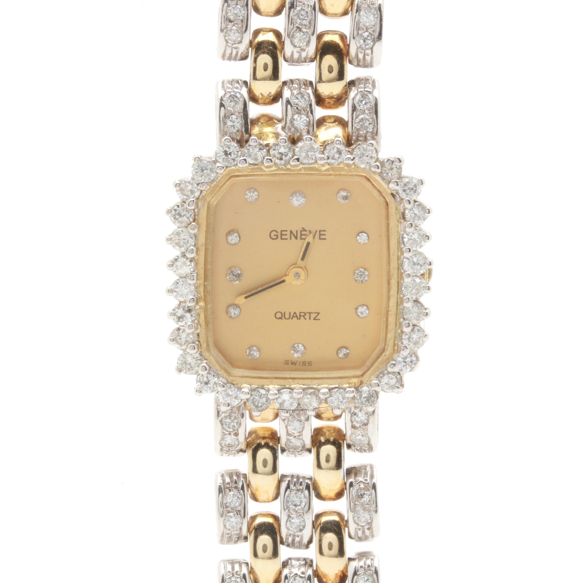 Geneve 14K Yellow Gold 2.75 CTW Diamond Watch