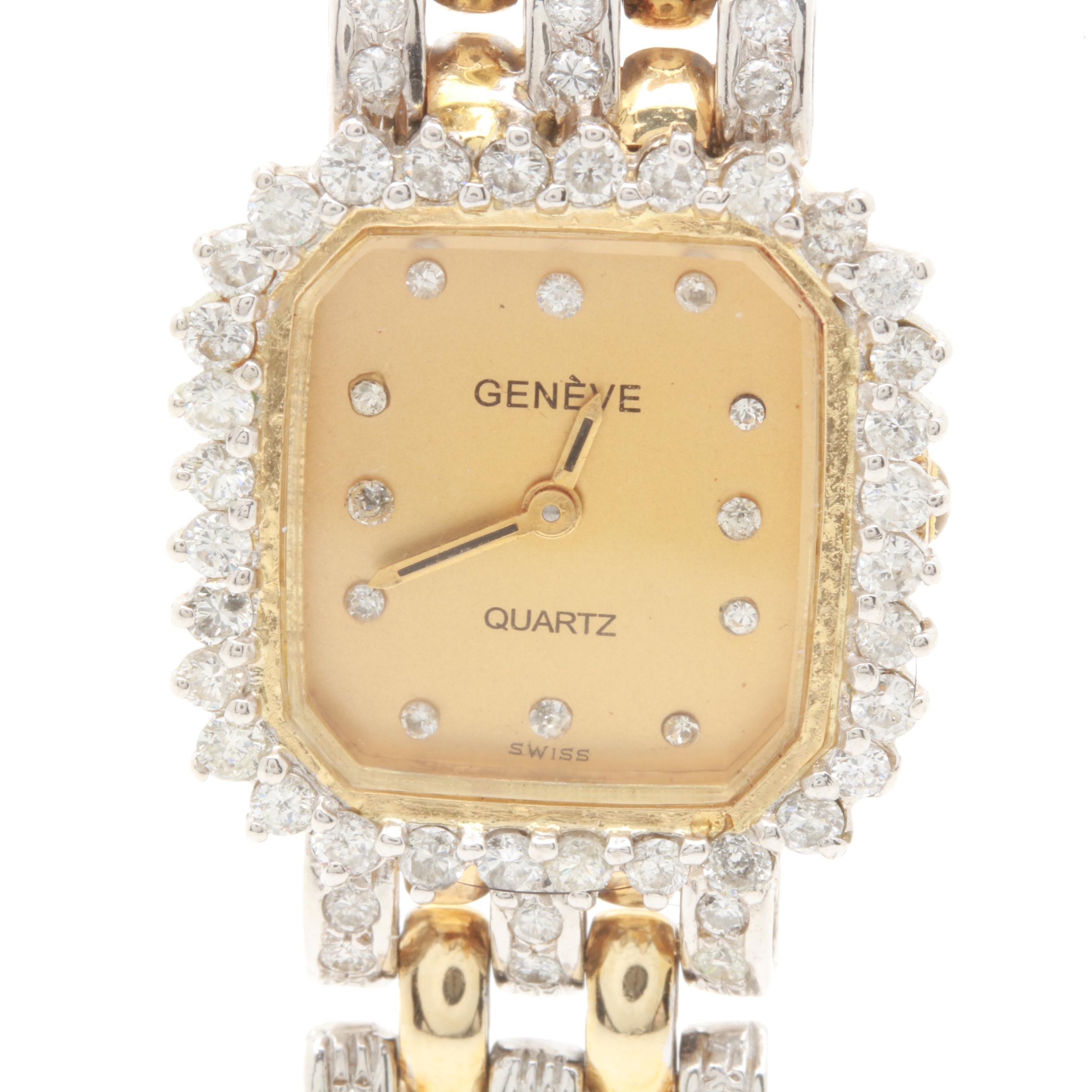 Geneve 14K Yellow Gold 2.75 CTW Diamond Watch
