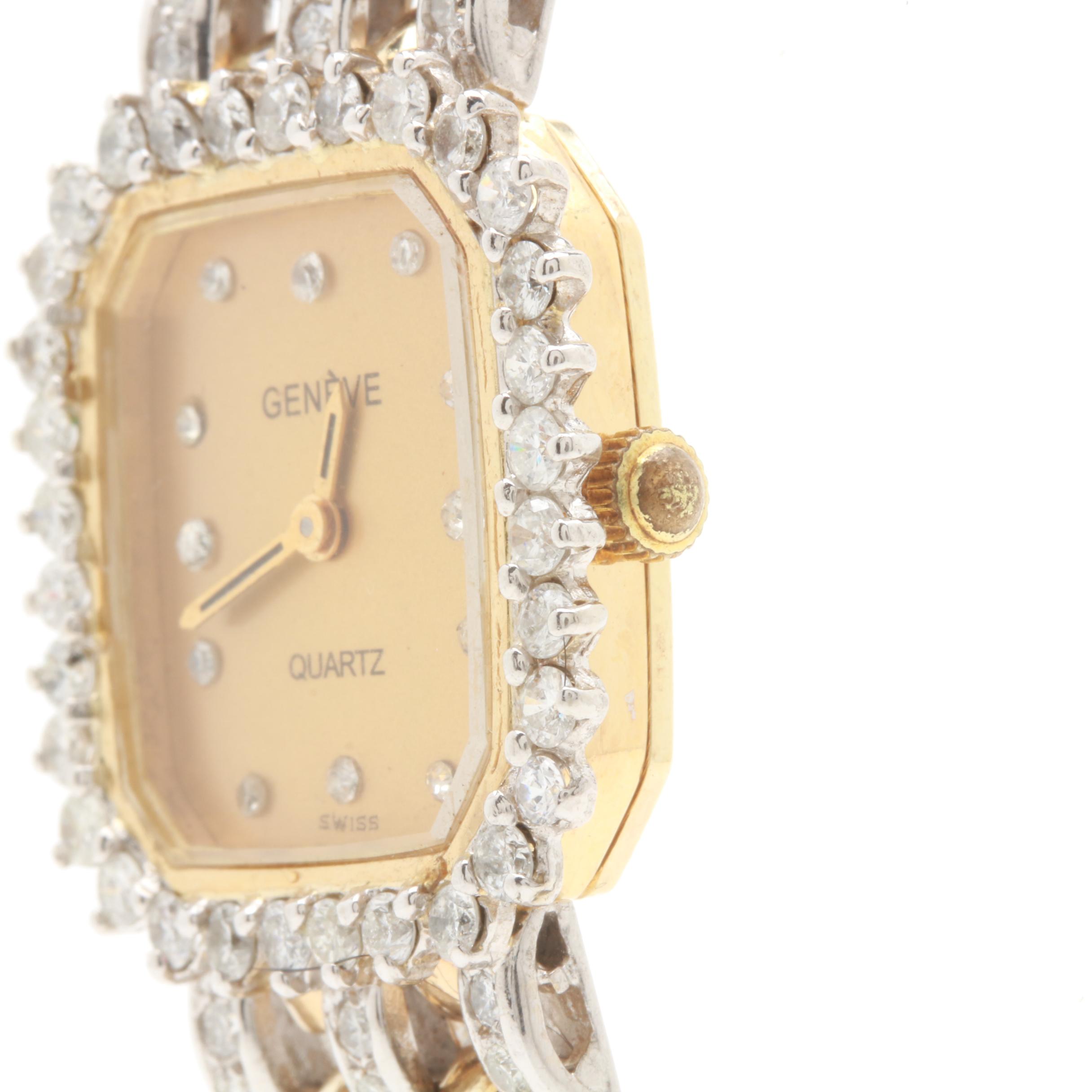 Geneve 14K Yellow Gold 2.75 CTW Diamond Watch