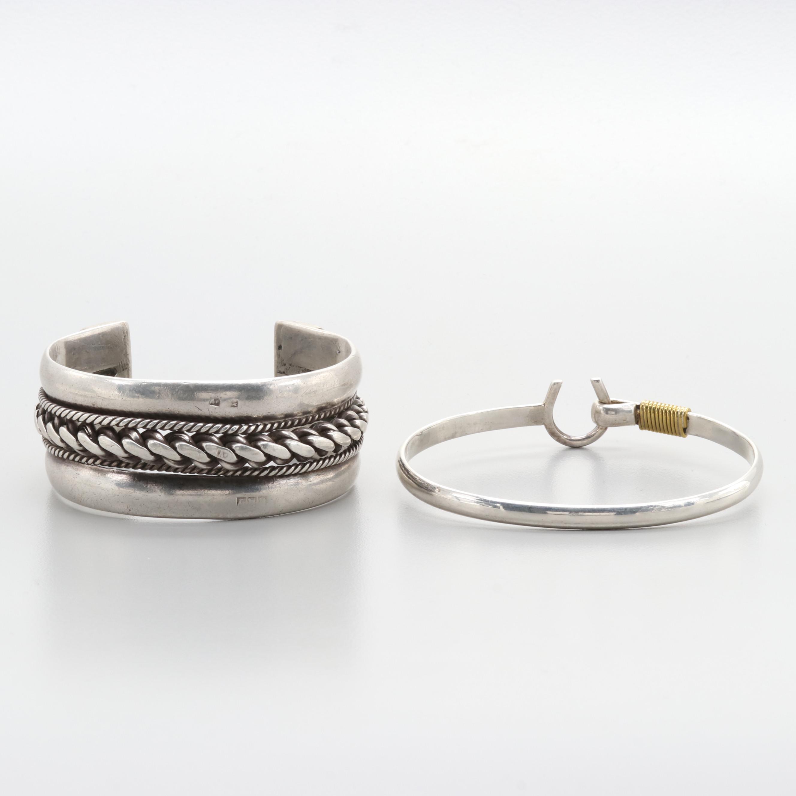 Sterling Silver Bracelet and 900 Silver Cuff