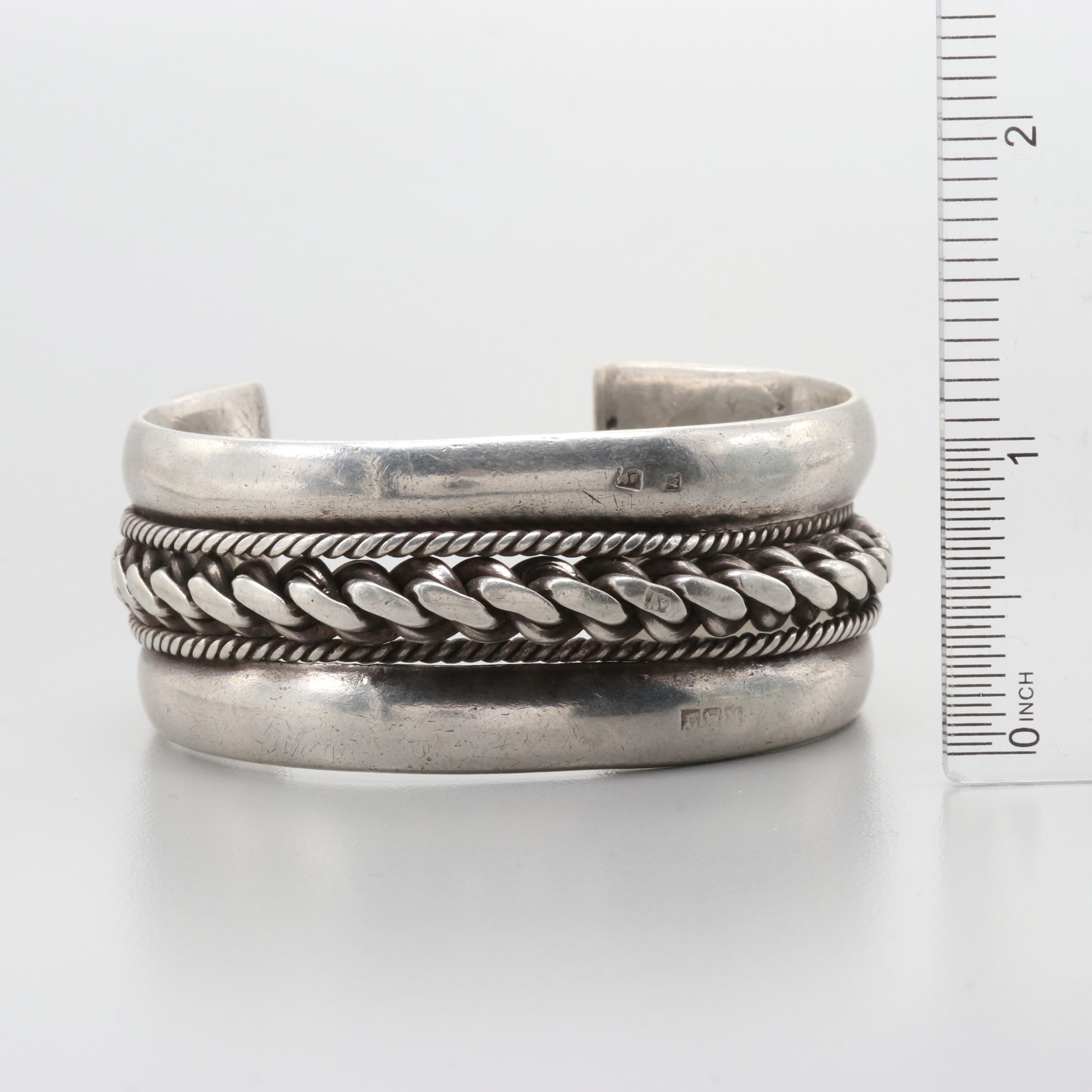 Sterling Silver Bracelet and 900 Silver Cuff