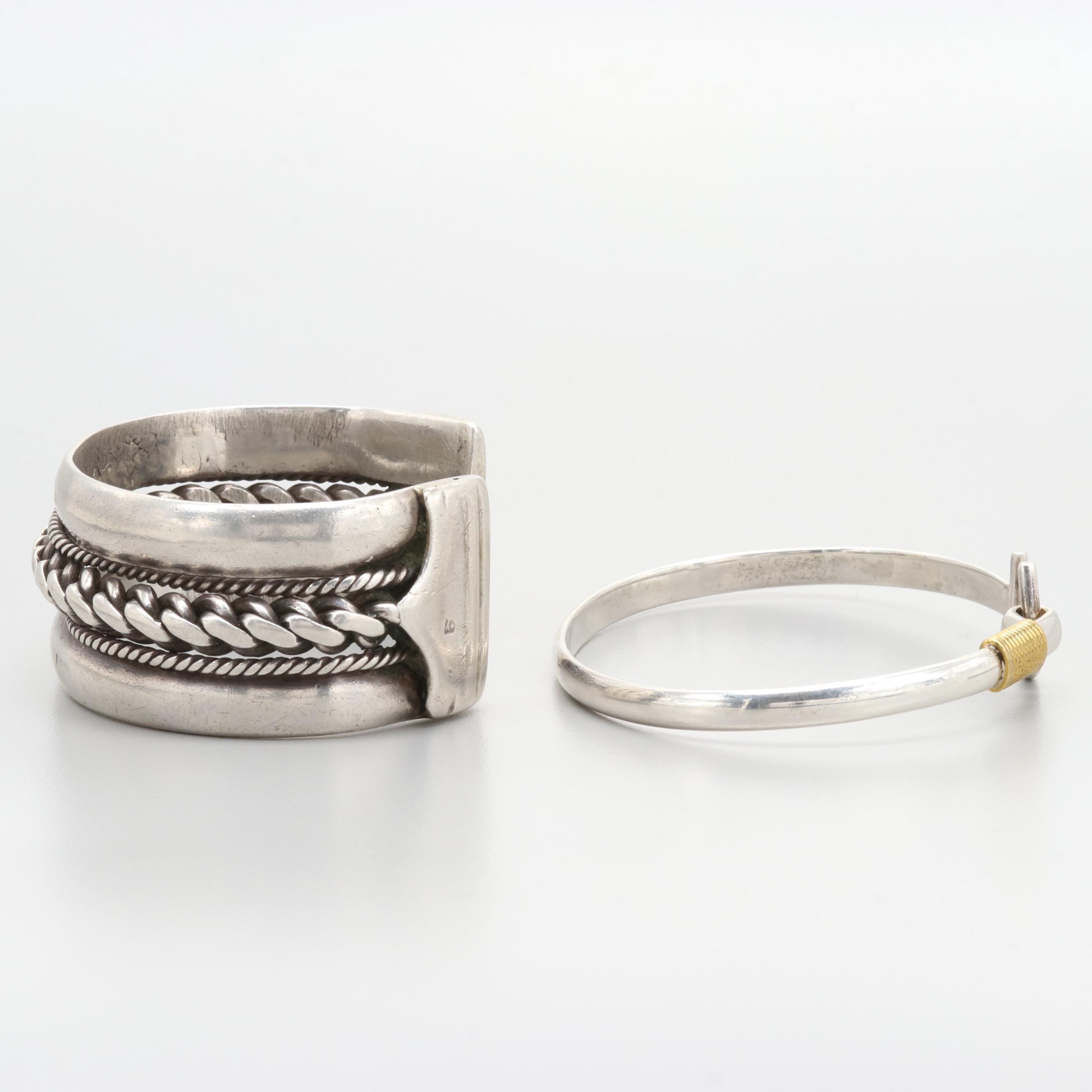 Sterling Silver Bracelet and 900 Silver Cuff