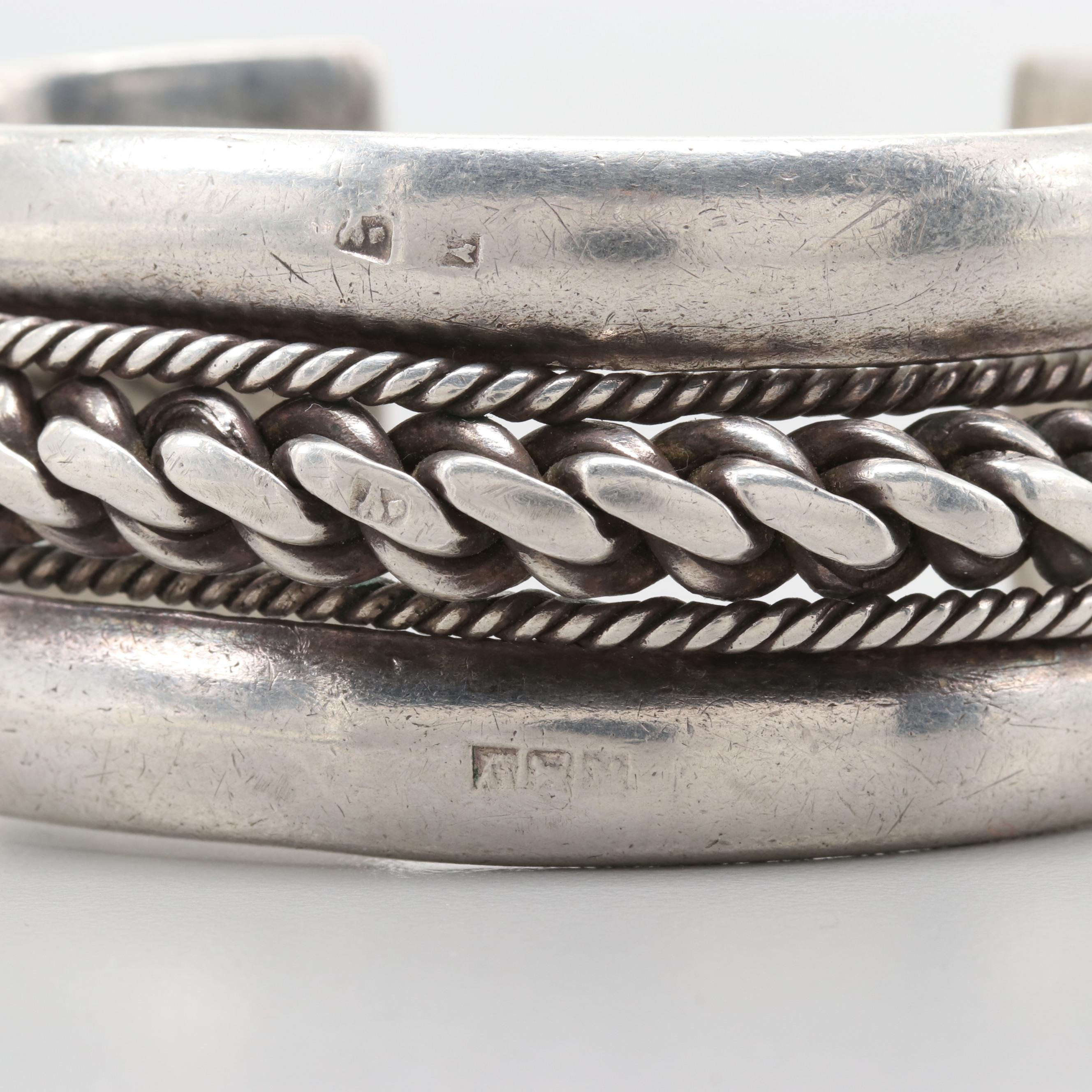 Sterling Silver Bracelet and 900 Silver Cuff
