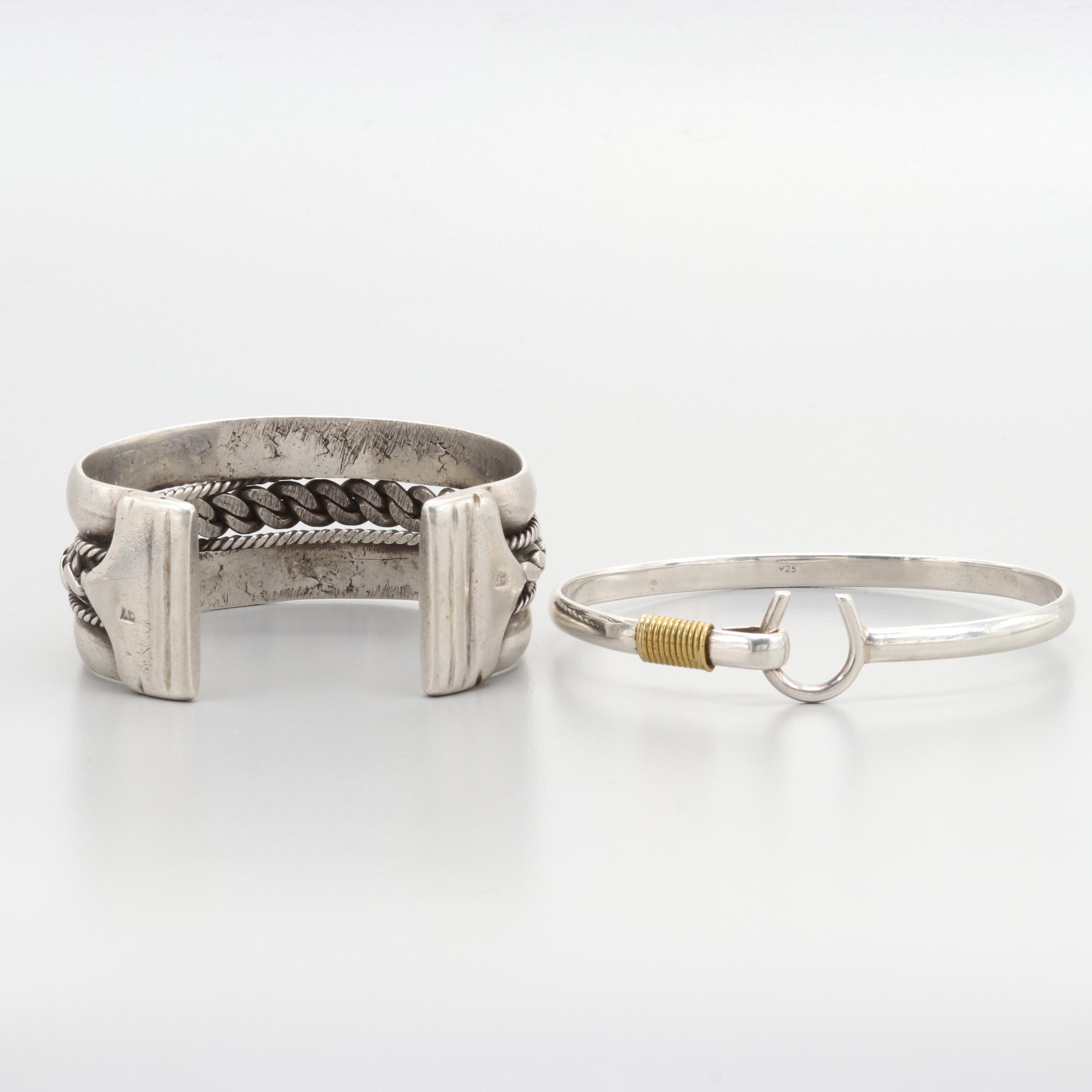 Sterling Silver Bracelet and 900 Silver Cuff
