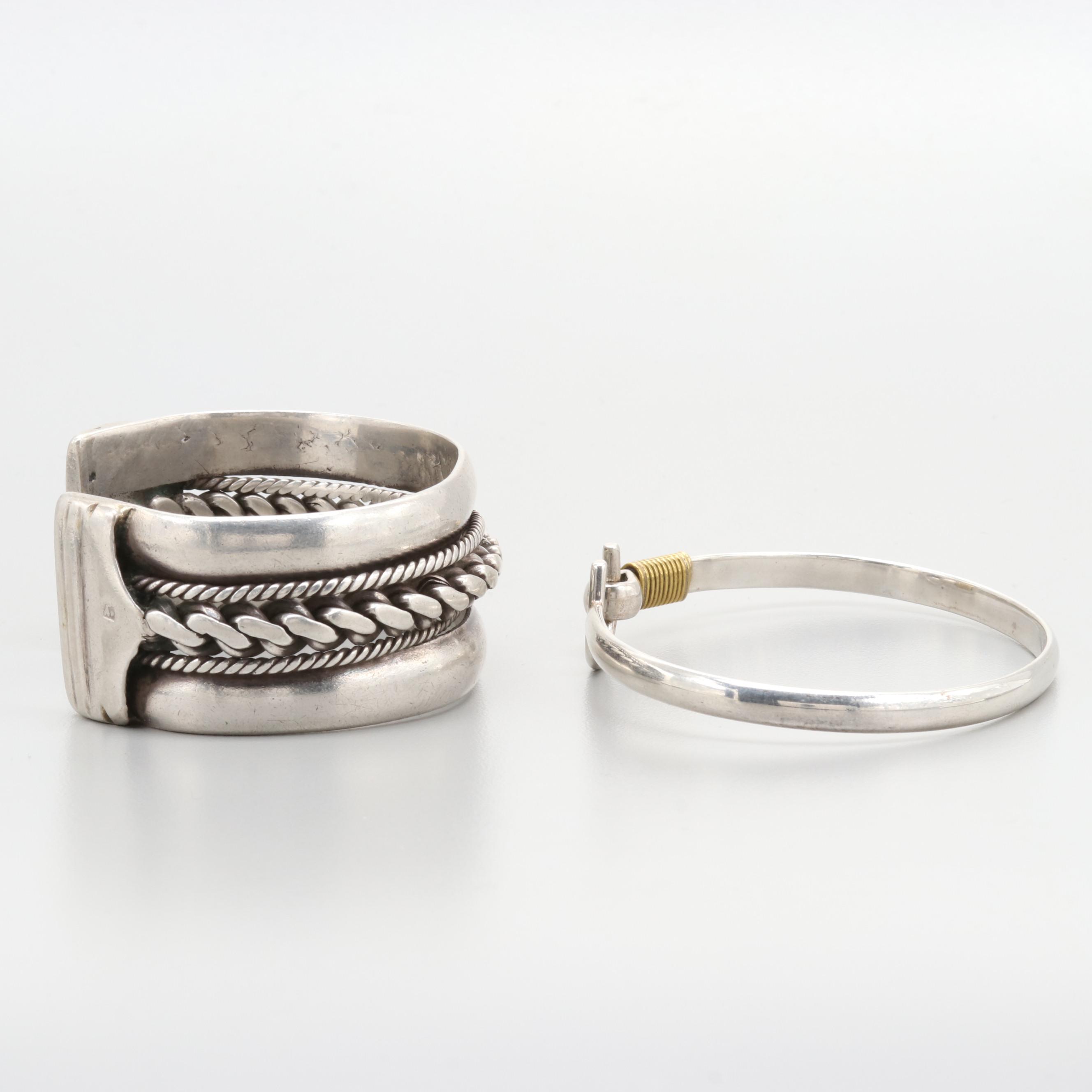 Sterling Silver Bracelet and 900 Silver Cuff