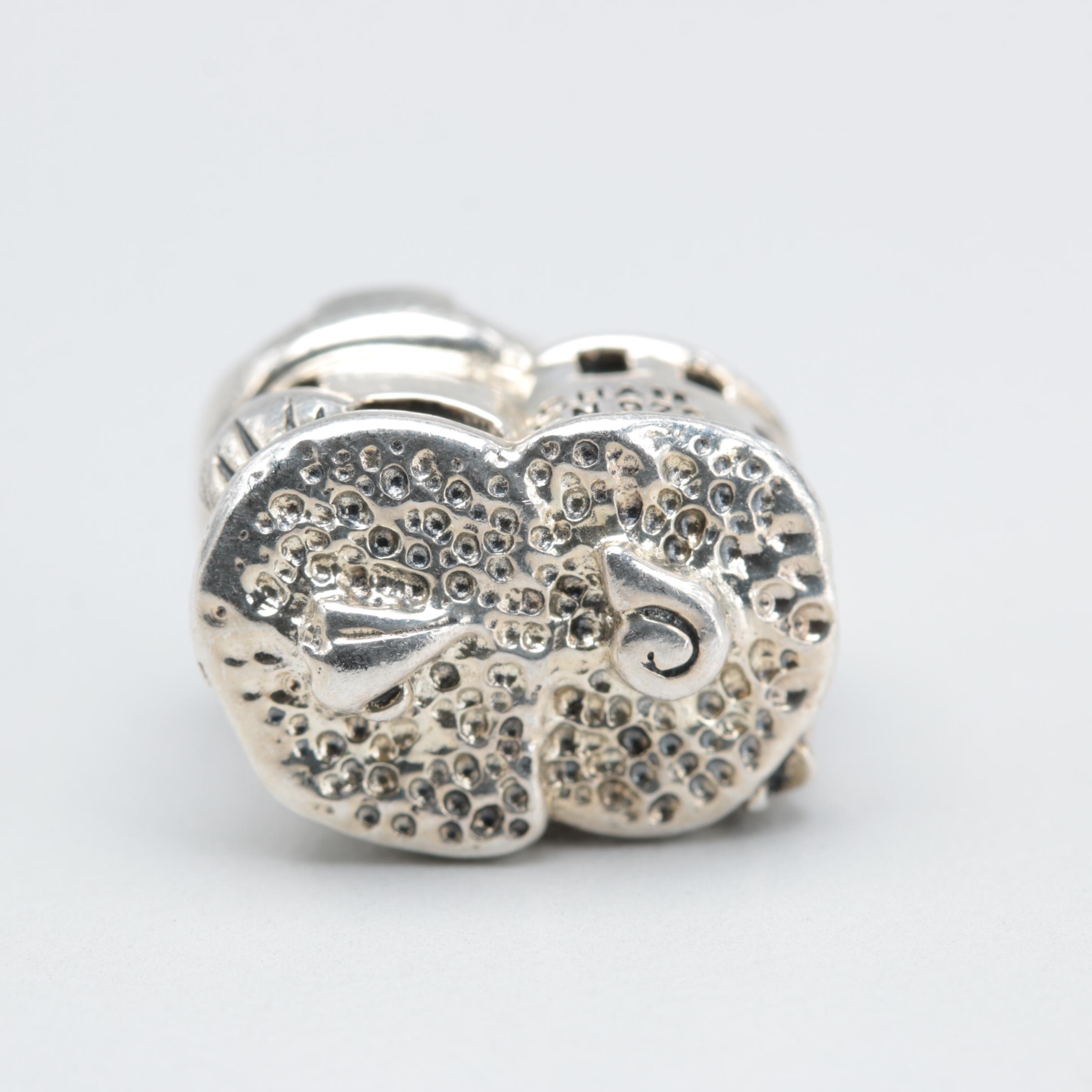 Sterling Silver Chamilia and NFL Charms Including Enamel and Glass Crystal