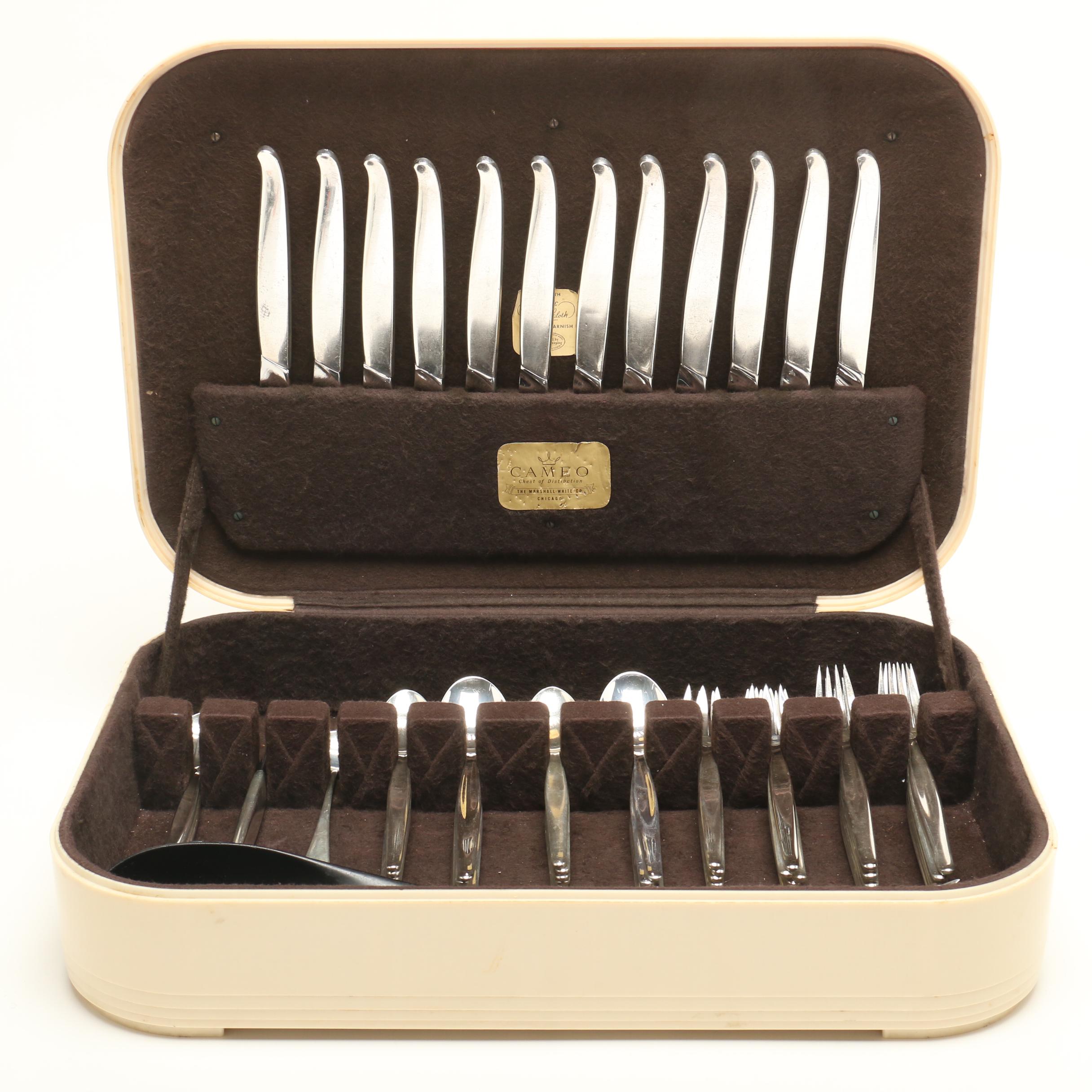 Towle Sterling Silver "Contour" Flatware Set in Vintage "Cameo" Flatware Case