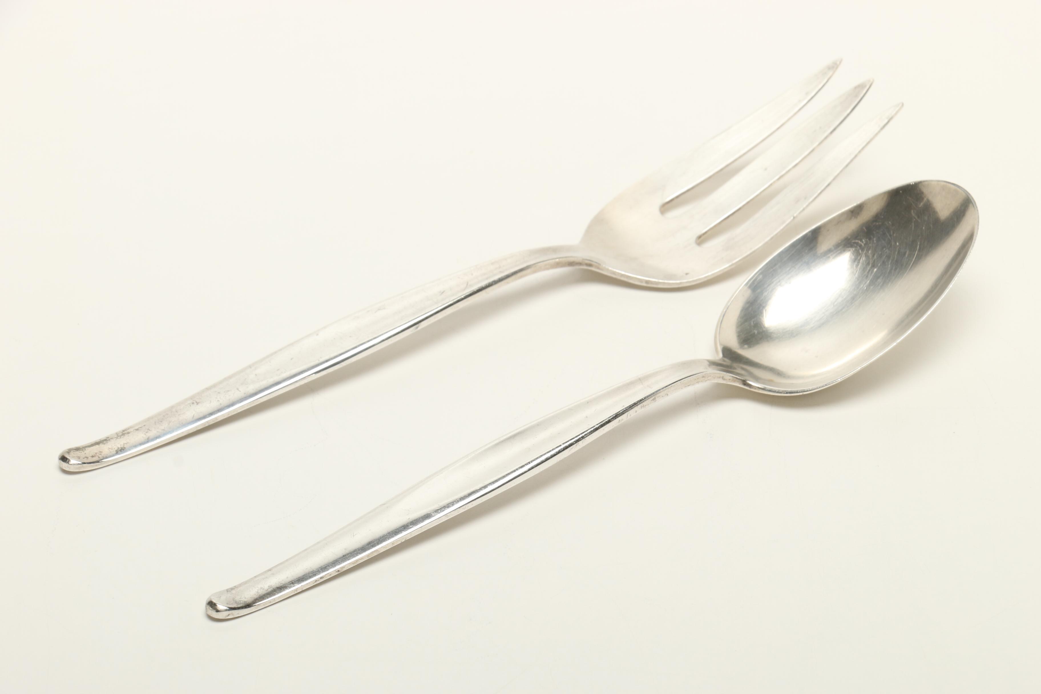 Towle Sterling Silver "Contour" Flatware Set in Vintage "Cameo" Flatware Case