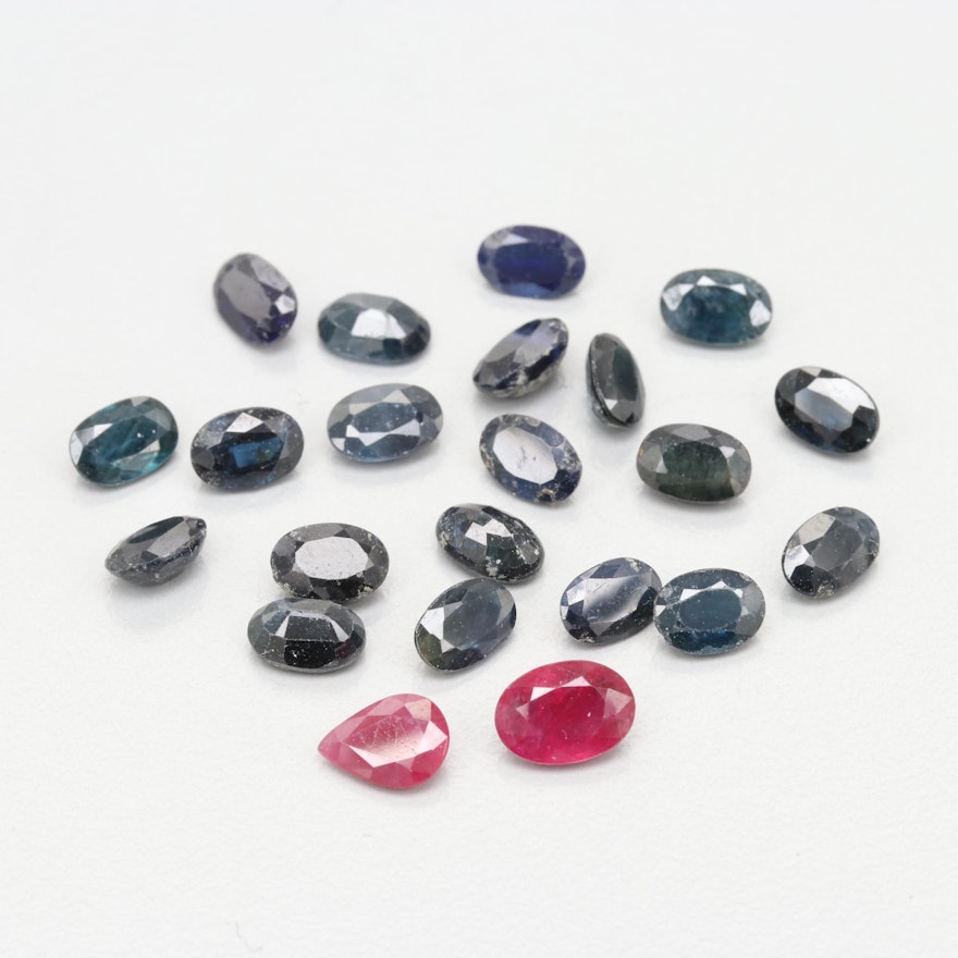 Loose 13.28 CTW Sapphire and 1.70 CTW Ruby Gemstones