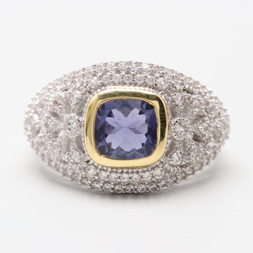 Robert Manse Sterling Silver Iolite and White Topaz Ring