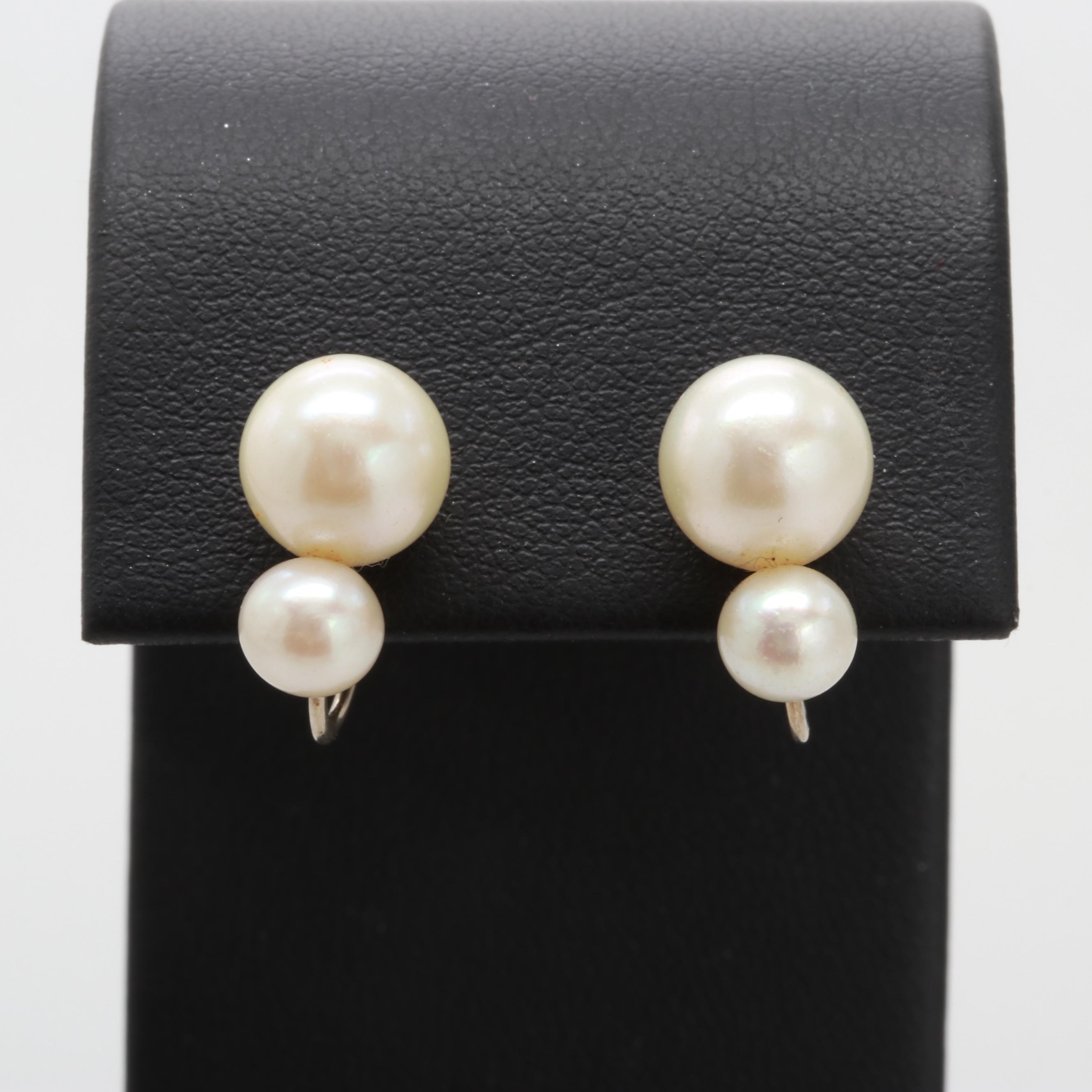 14K Yellow Gold Cultured Pearl Earrings