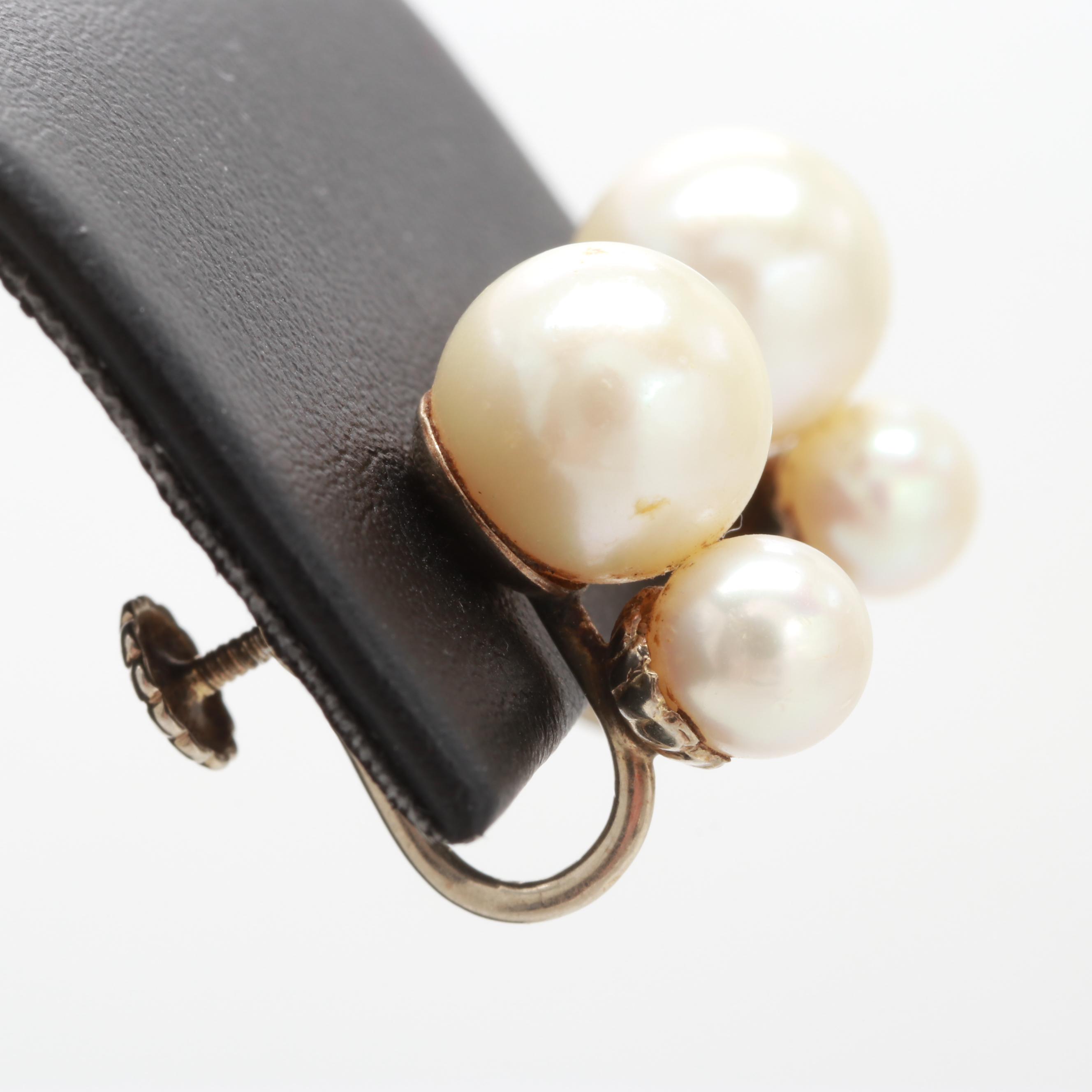 14K Yellow Gold Cultured Pearl Earrings